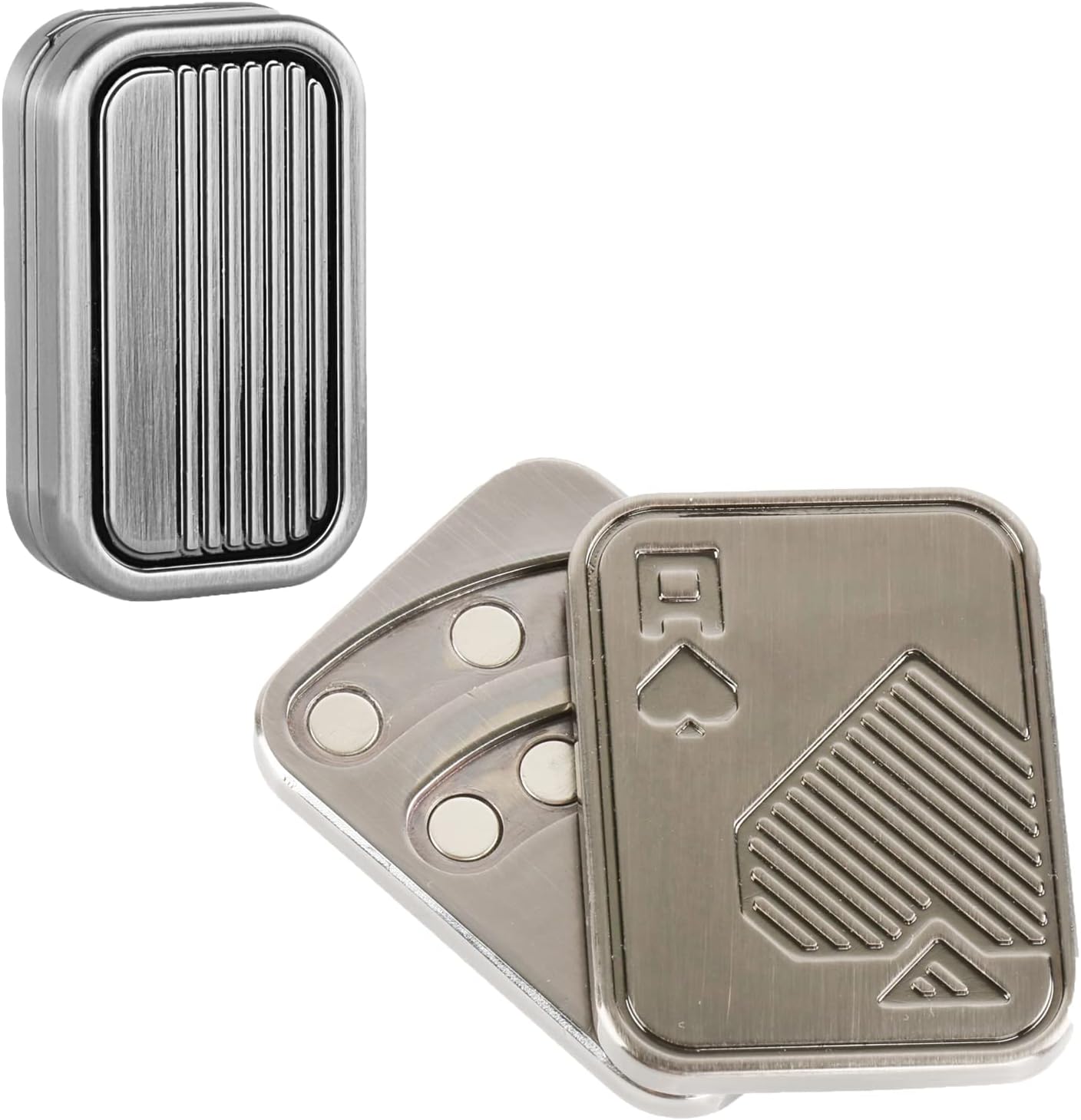 2 Pack EDC Metal Fidget Slider Toys- Stress Relief Toy Metal Slider Fidget Office Desk Toys for Adults (Poker Fidget Slider A+CP3)