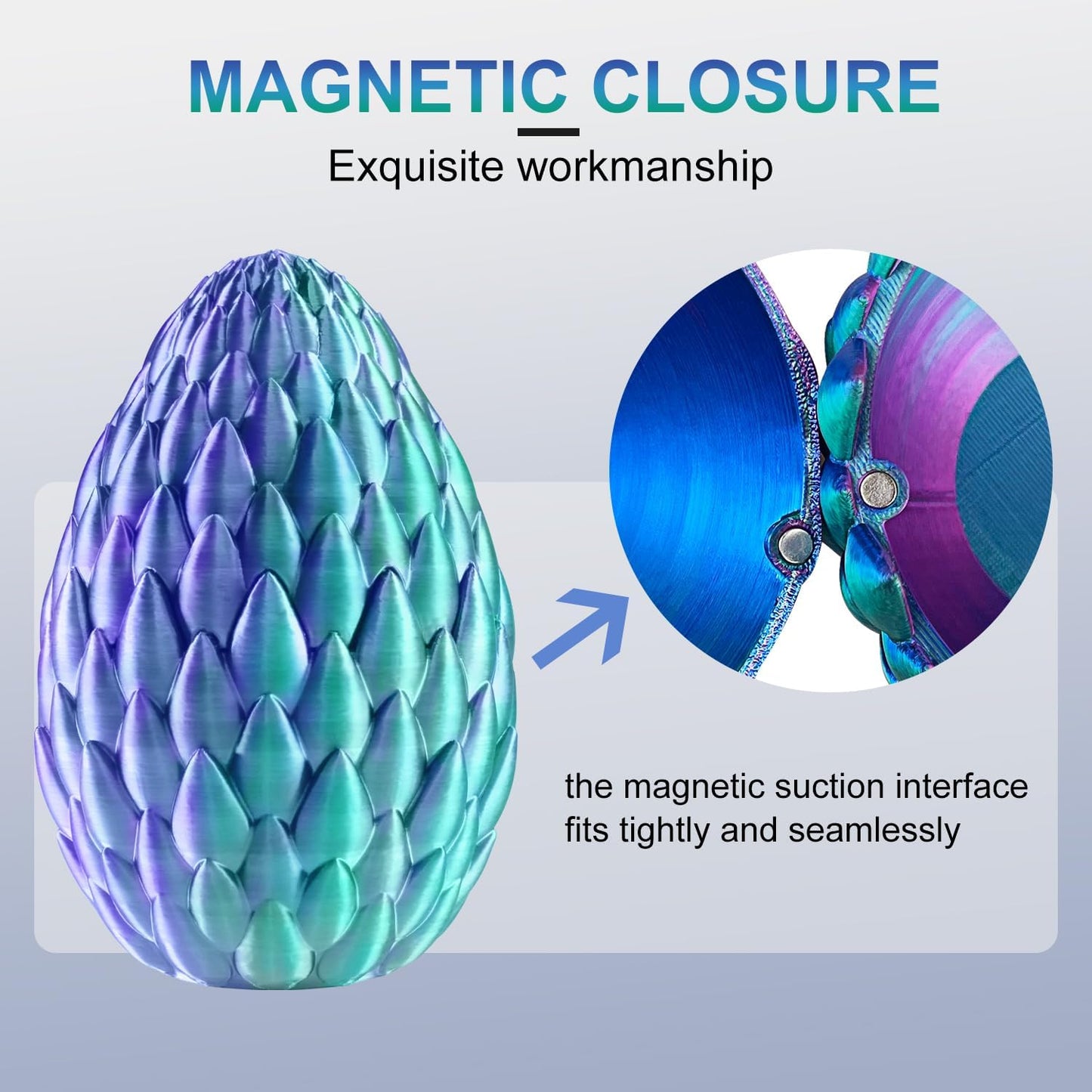 3D Printed Dragon with Dragon Egg 16.5'' Articulated Dragon Crystal Dragon Fidget Dragon Egg Toys Executive Desk Toys (Blue Burgundy, Dragon & Egg)