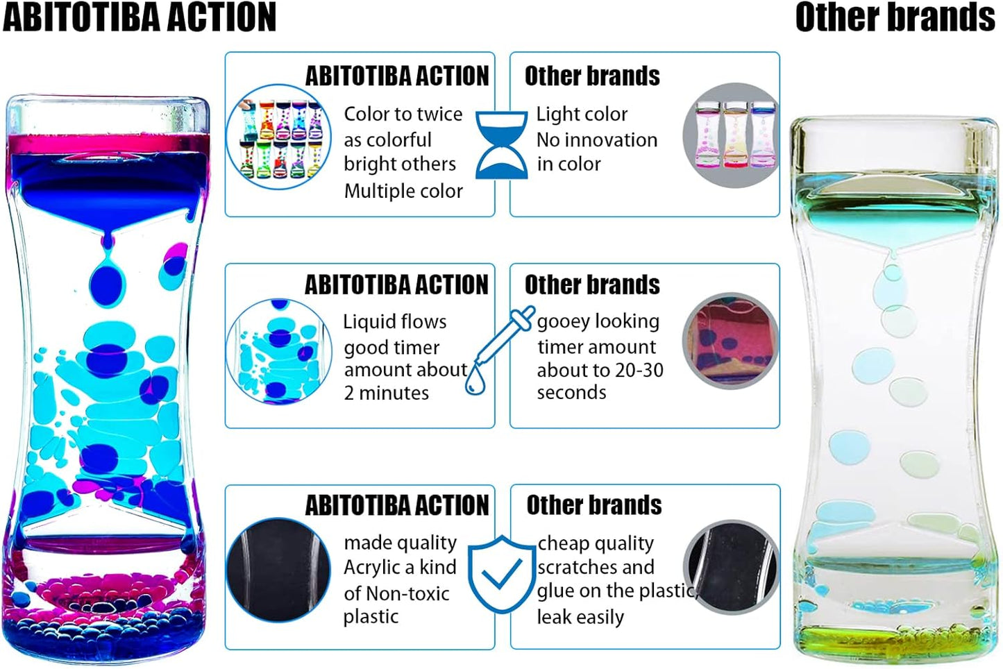 Liquid Motion Bubbler Waisted Model and Diamond Model Pack of 2 Great Rainbow Series Liquid Bubbler Timer Sensory Fidget Relaxation Stress Relief and Anxiety Relief Relaxing Autism