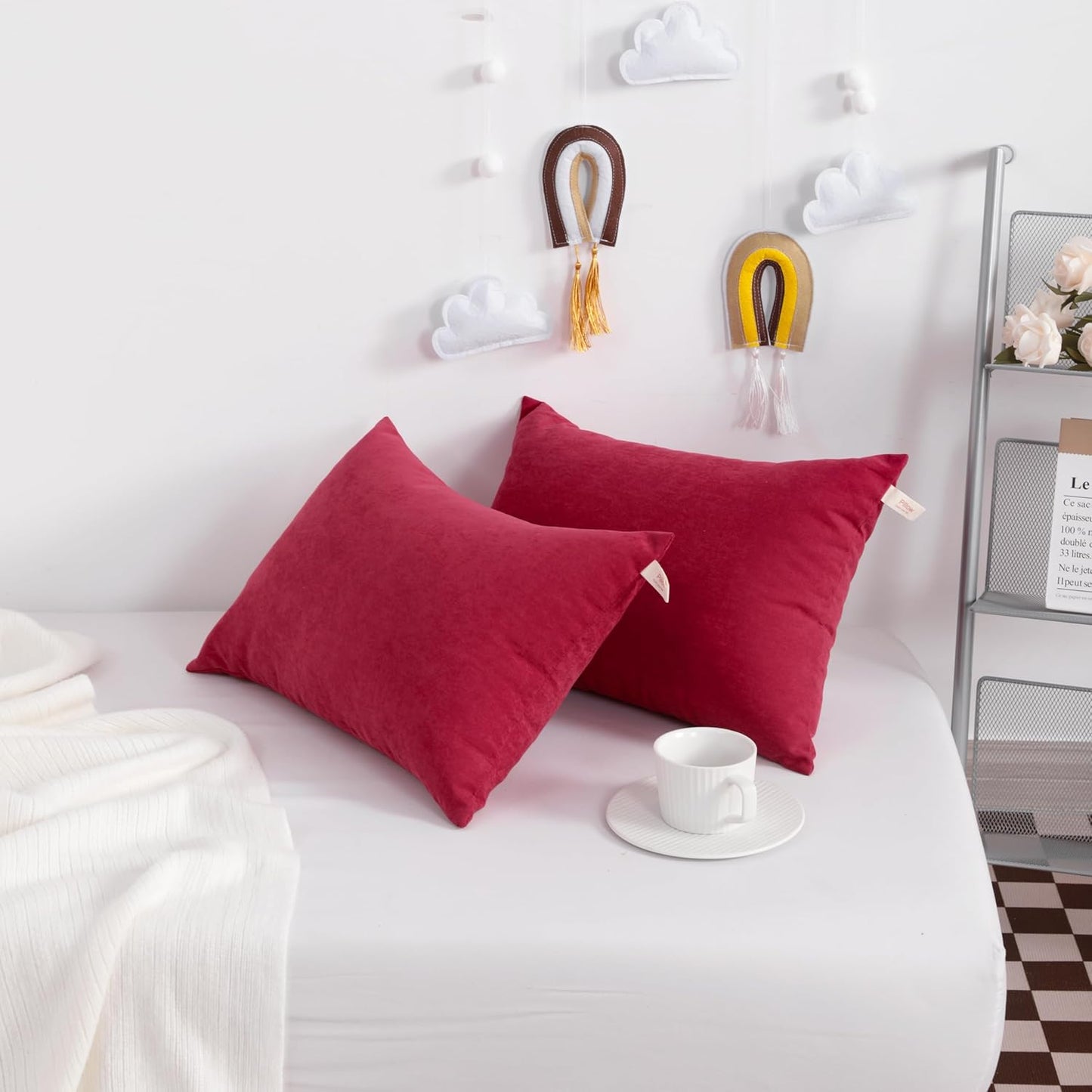 NTBAY Tiny Pillows, Down Alternative 7"x11" Microfiber Mini Pillow for Travel, Pets, Soft Machine Washable Small Pillows for Neck, Wrist, Lumbar and Knee, Red