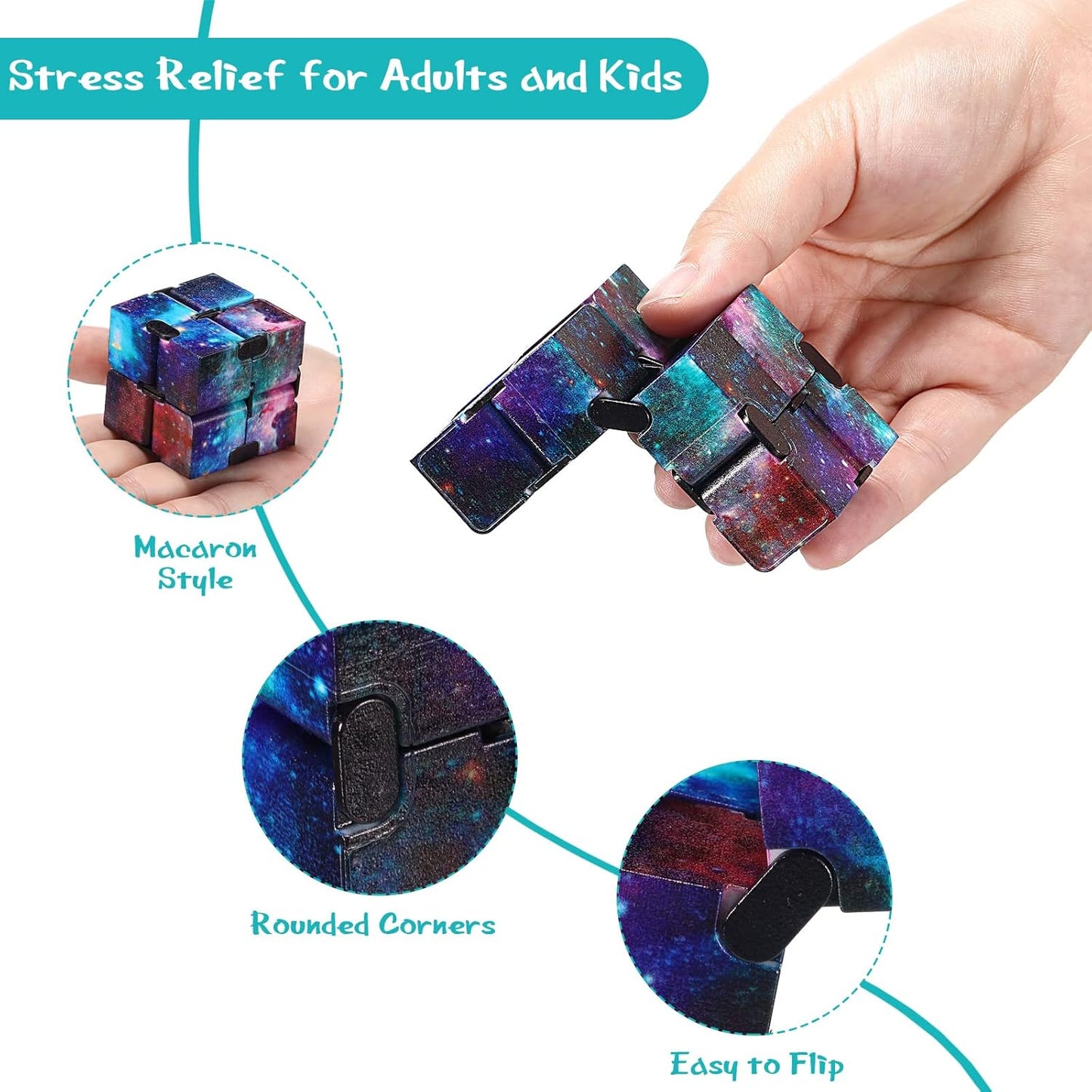 12 Pieces Mini Cube Blocks Mini Cube Desk Toy Magic Sensory Tool Blocks Puzzle Flip Cube for Teens Adults Birthday Favors (Star and Macarons)