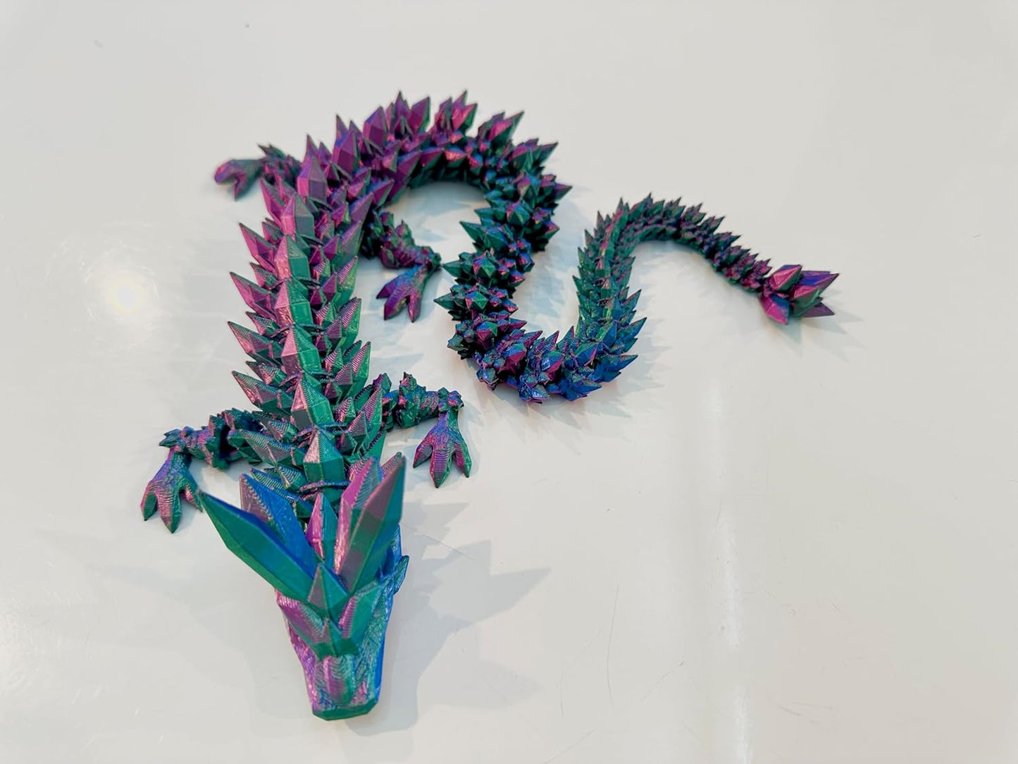 Crystal Dragon - Articulated Flexi Dragon - 3D Printed Gift (Teen, Purple/Blue/Green)
