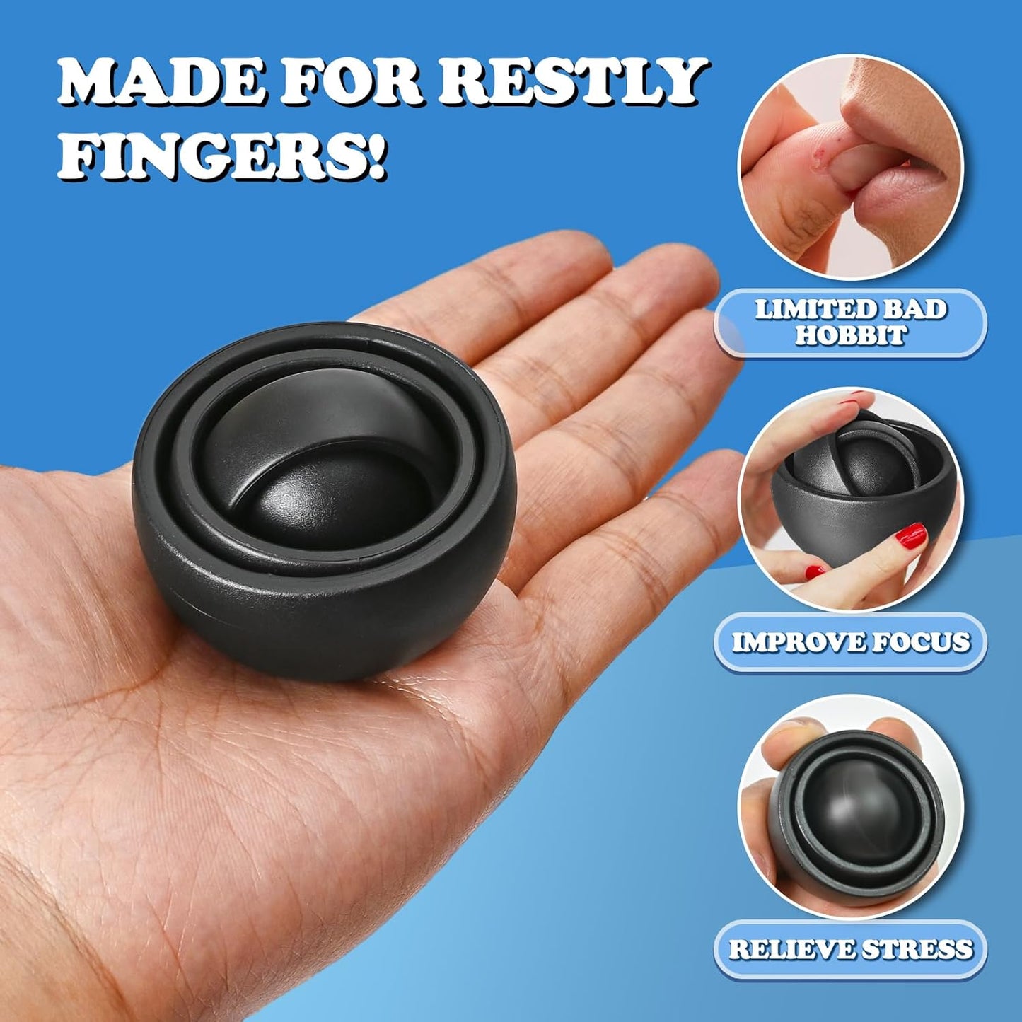 Fidget Toys Adults 4 PCs, Sensory Figette Spinner Anxiety Stress Relief Toys Quiet Fidgets Gyro for Autism ADHD Kids Gifts Cool Gadget Office Desk Toy Easter Basket Stuffers for Teen Boys…