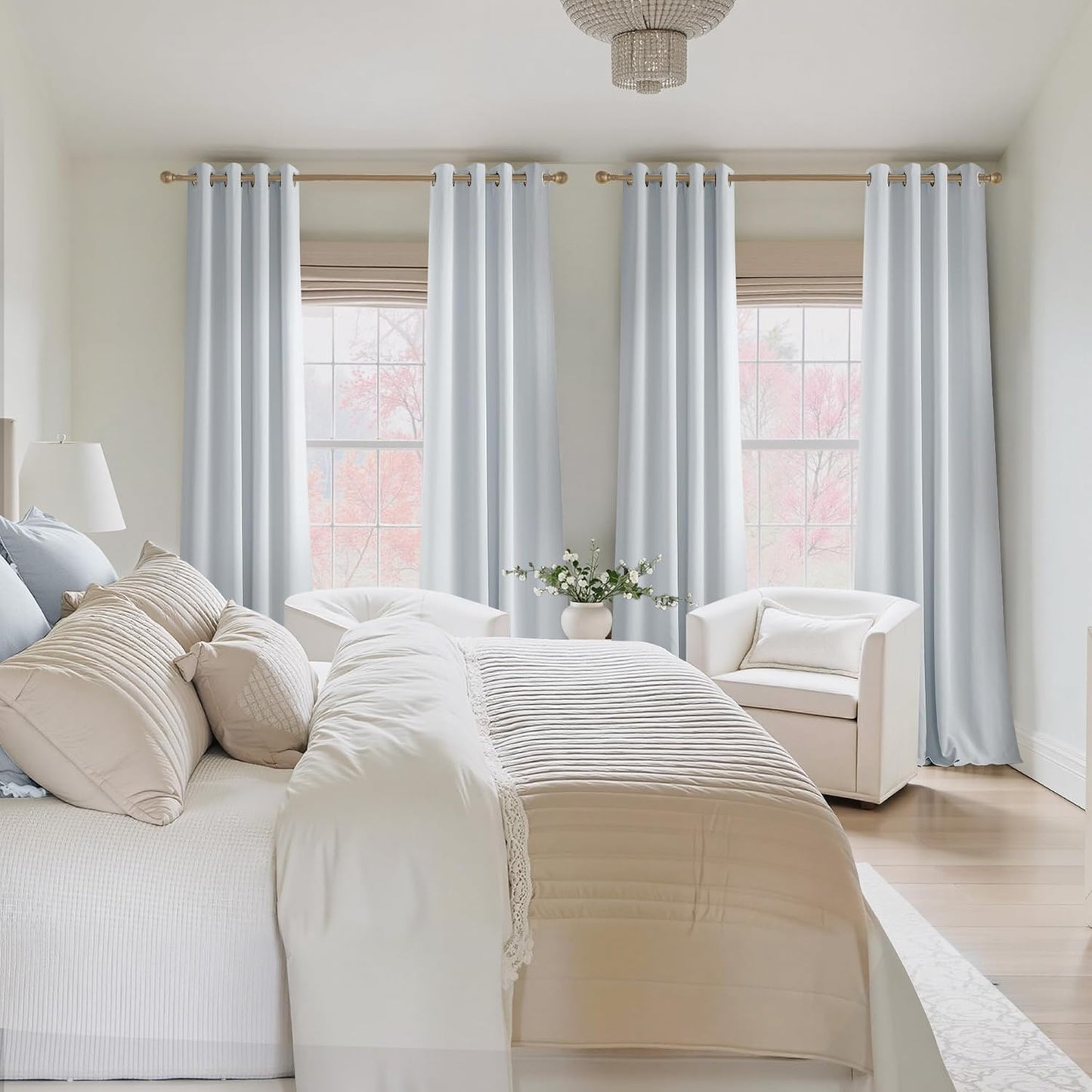 NICETOWN Greyish White Curtains 84 inches Long 2 Panels Set, Thermal Insulated Grommet Curtains, Easy Clean Light Blocking Shades for Living Room, Bathroom, Window, Holiday Decor, Kids Room