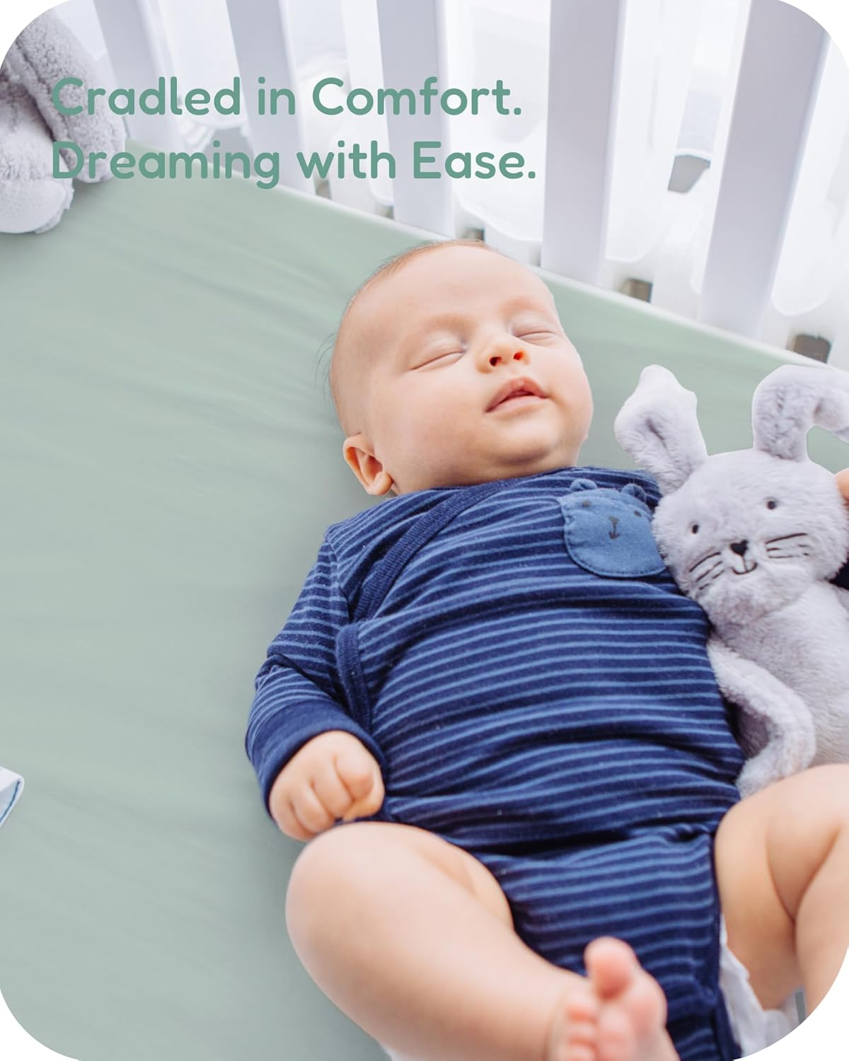 Pack and Play Sheets Fitted, Soft Green+Giraff, Breathable and Cozy, Hypoallergenic, 2 Pack for Boys and Girls