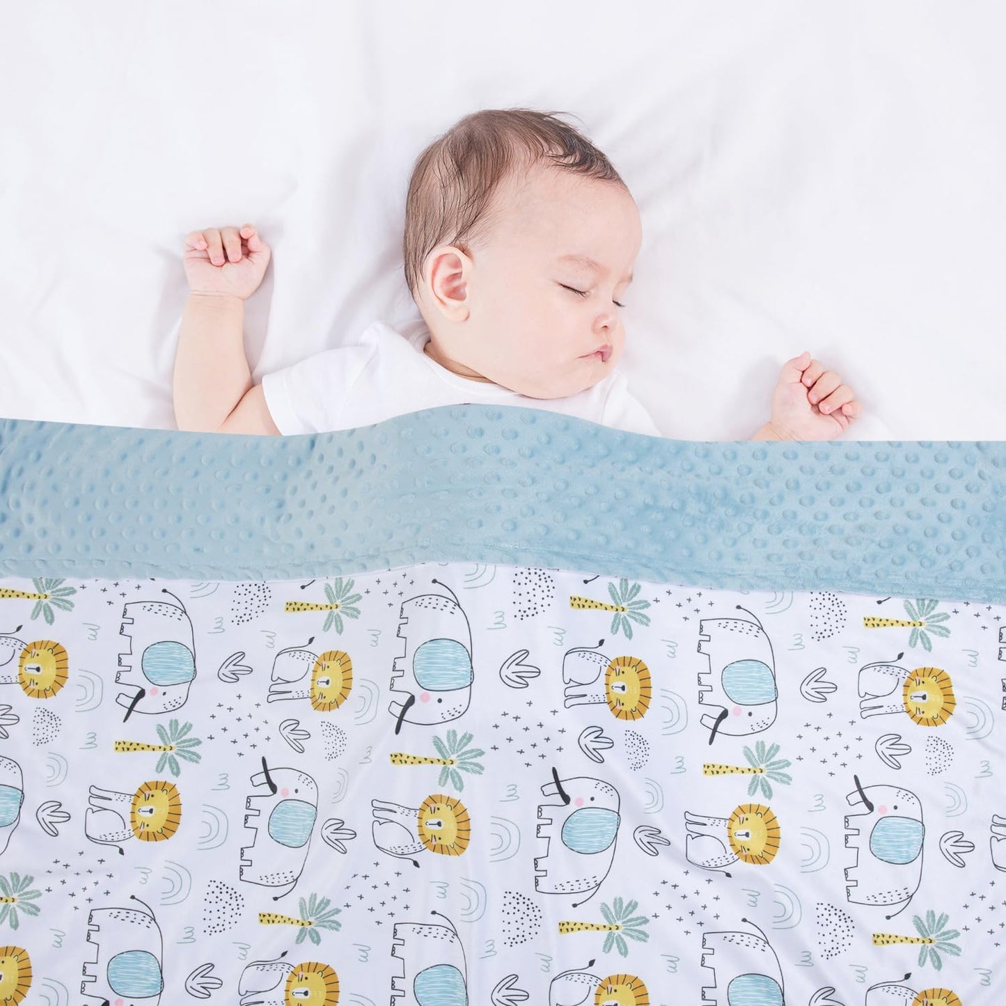 Baby Blanket for Boys Girls Soft Minky with Double Layer Dotted Backing, Cartoon Printed 30 x 40 Inch Receiving Blanket (Elephant)