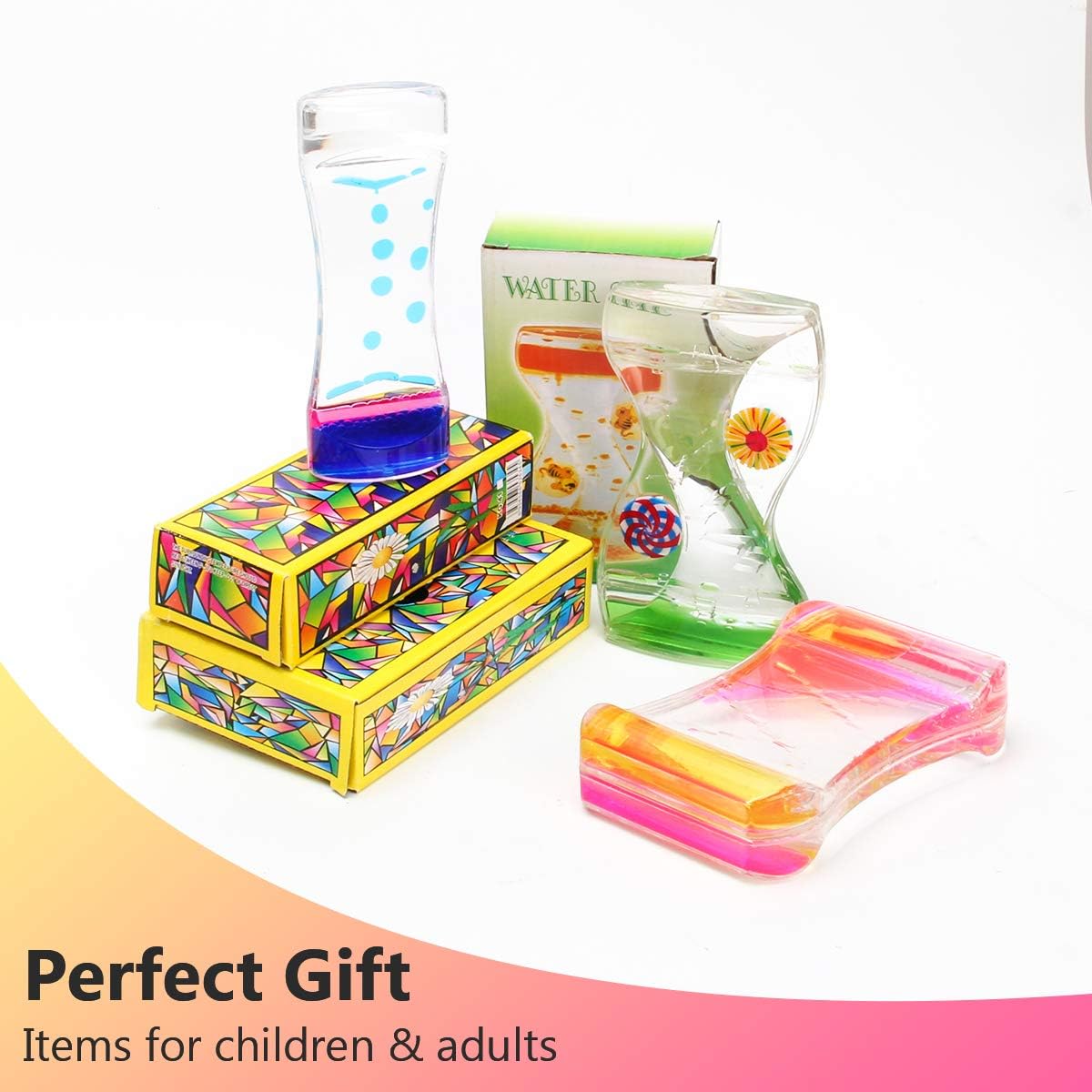 Coitak Liquid Motion Bubbler Timer for Sensory Play, Fidget Toy, Desk Top, 3 Pack, Assorted Colors (Style-1)