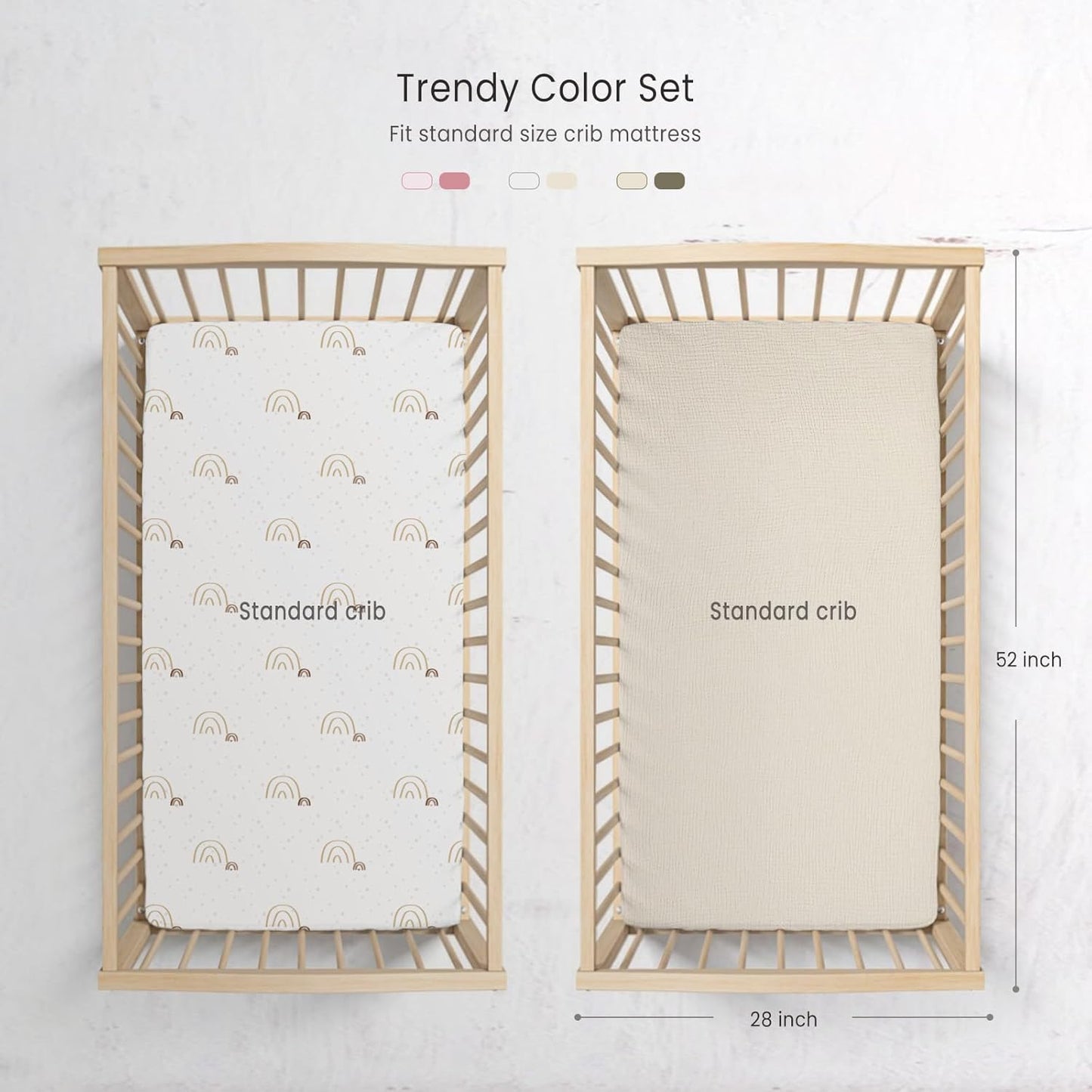 lulumoon Baby Muslin Crib Sheets - Toddler Cotton Fitted Crib Sheets Neutral for Boys and Girls 2Pack