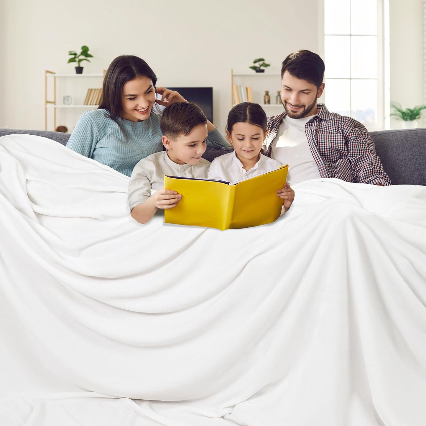 PHF Oversized King Fleece Blanket 120"x120", No Shed No Pilling Big Soft Blanket, Extra Large 10'x 10' Lightweight for Bed, Sofa Travel and Camping, Suitable for All Season, White