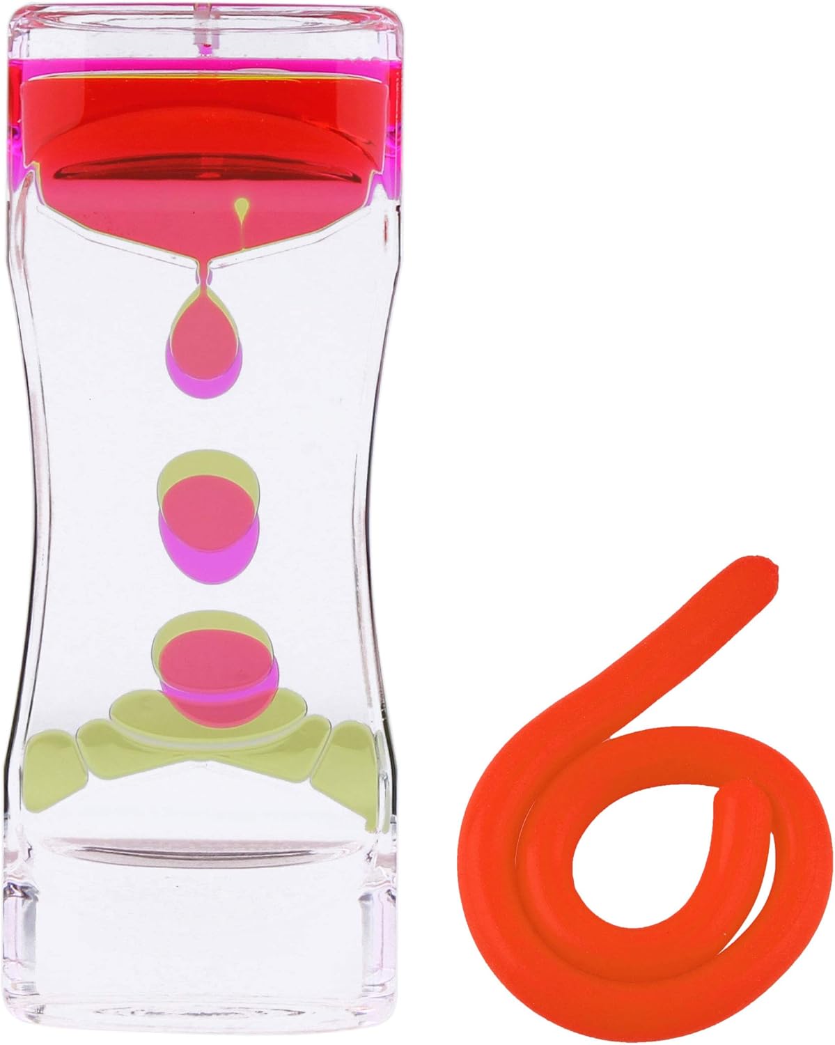 Liquid Motion Bubbler Sensory Toys – 2 Pc Set Bundle Stretchy String Fidget Toys Timer for Stress Relief and Anxiety Relief Great for Toddler, Children, Kids, Adults, Seniors, ADHD Autism ADD Orange