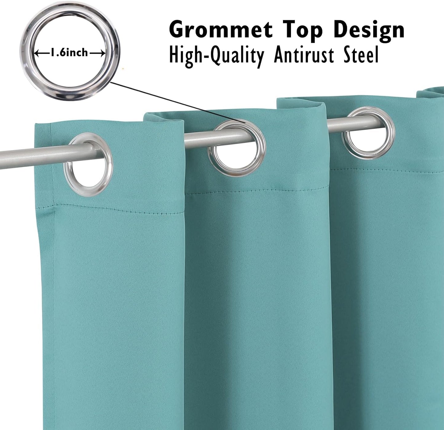 ChrisDowa Blackout Curtains 95 inches Long for Bedroom - 2 Panels Set Grommet Thermal Insulated Room Darkening Curtains for Living Room (Aqua, 52 x 95 Inch)