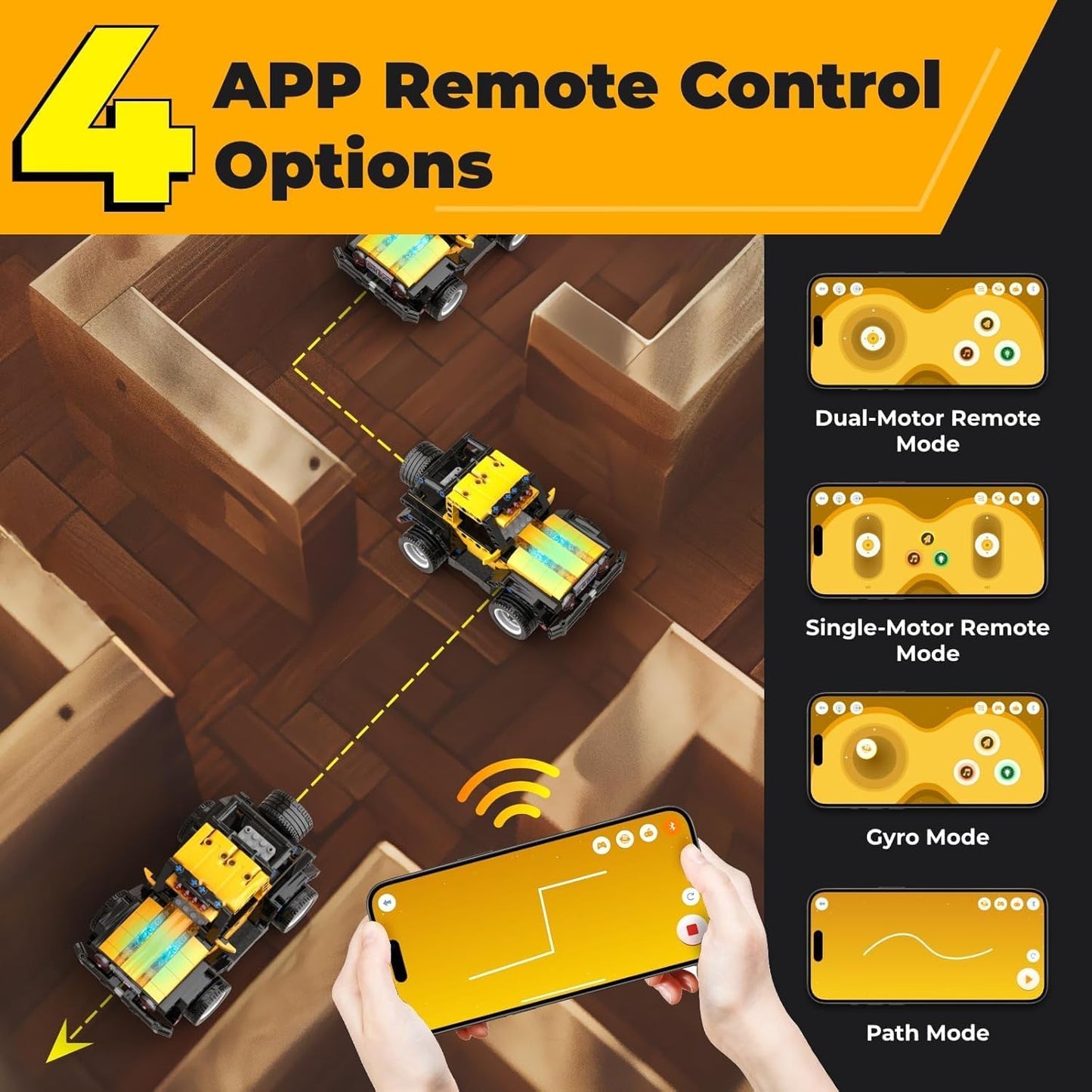 Robot R 4-in-1 Robot Building Kit, APP Remote Control STEM Coding Toys, Educational Gifts for Boys Girls Kids Ages 6-12, 4 Control Modes (300 Pieces)