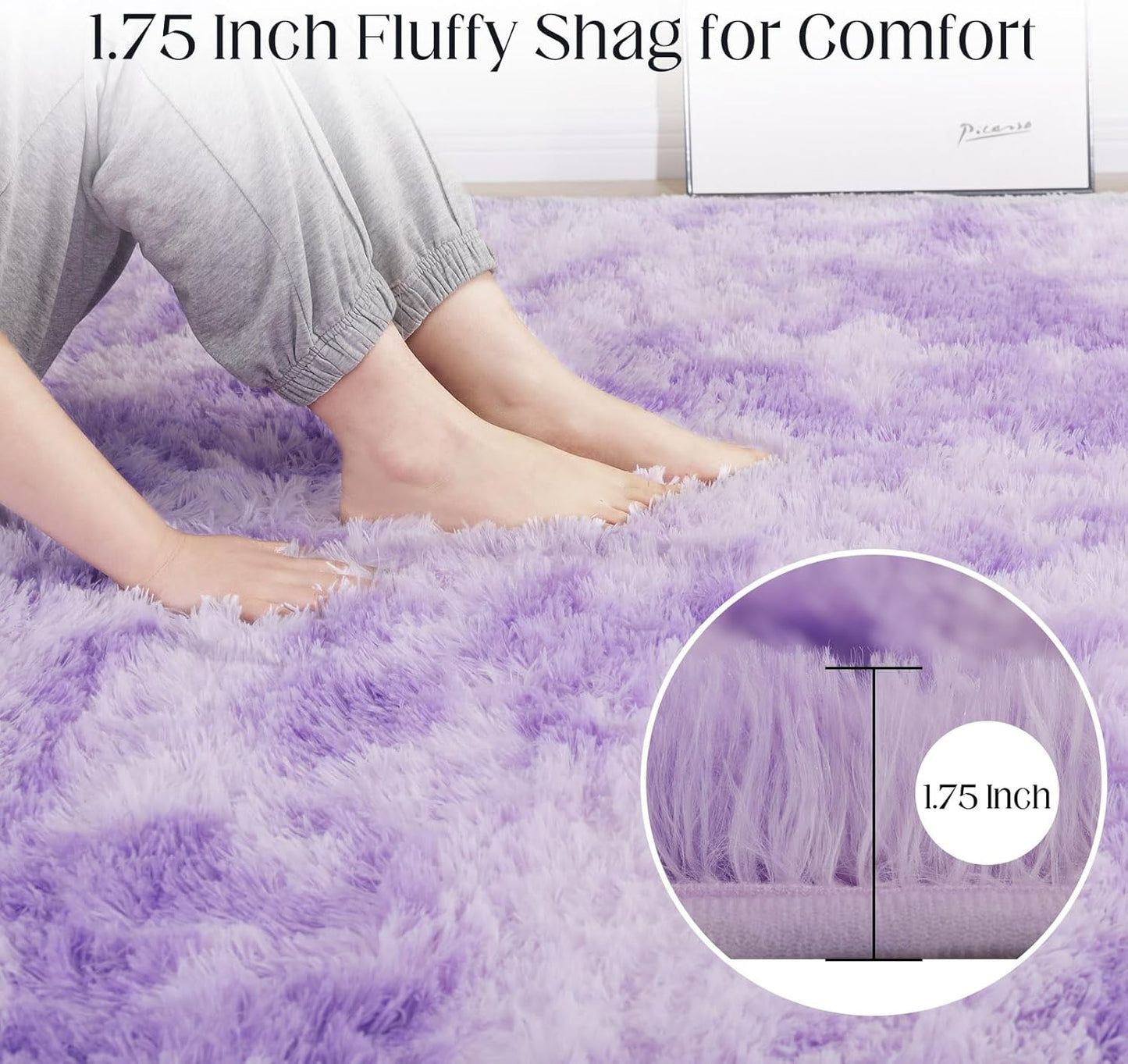 5x7 Area Rug, Luxury Rugs for Living Room, Ultra Soft Rugs for Bedroom, Non-Slip Indoor Carpet for Nursery, Kids Room, Playroom, Home Decor, Tie-Dyed Purple