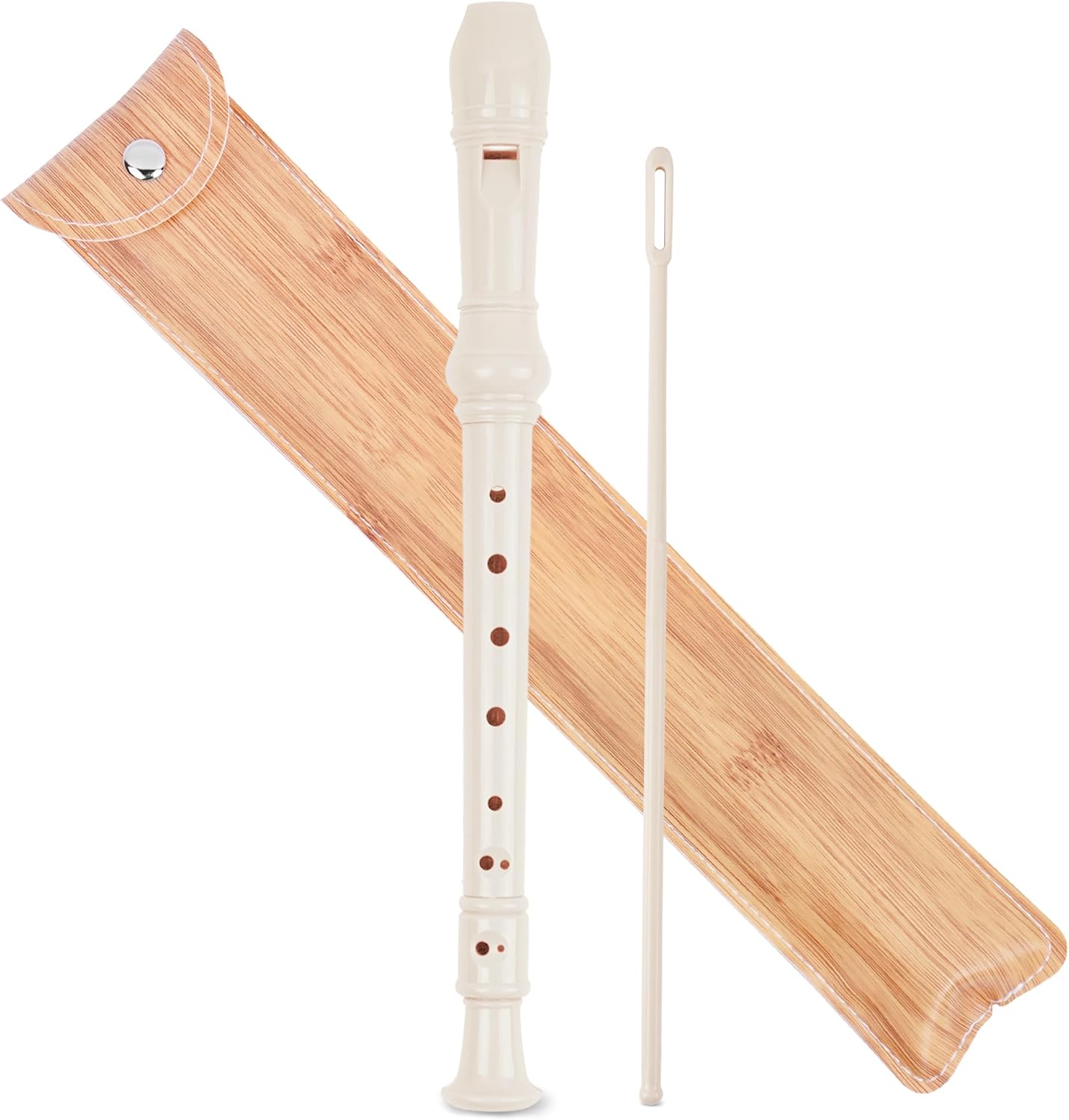 Recorder Instrument for Beginner Kids Adults,8-Hole Soprano Descant Recorder Music Flute with with Cleaning Rod & Leather Case For School Student Home Entertainment(2-Wood Beige)