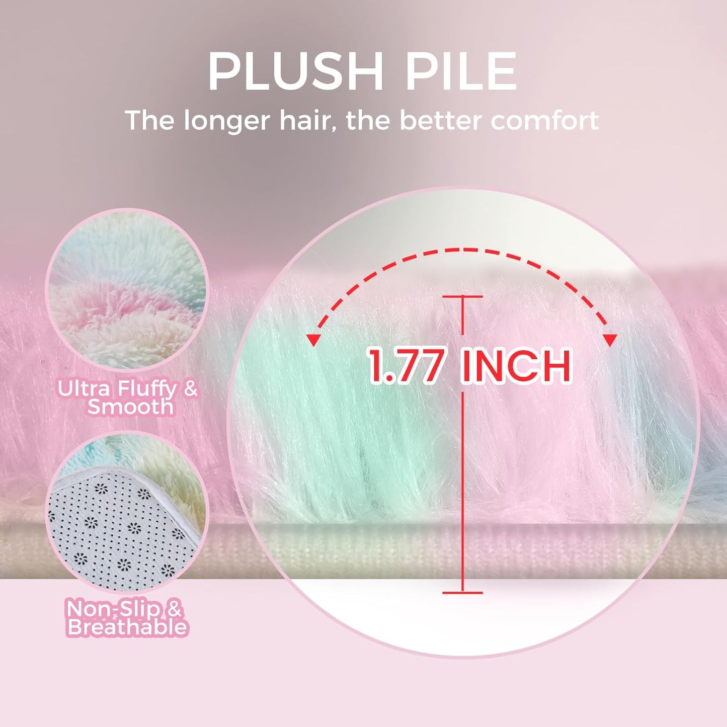 Ultra Soft Rug for Living Room, 8X10 Fluffy Shag Area Rug for Bedroom, Modern Shaggy Carpets Fuzzy Rug for Teens Dorm Nursery Home Decor Aesthetic, Upgrade Anti-Skid Durable, Rainbow