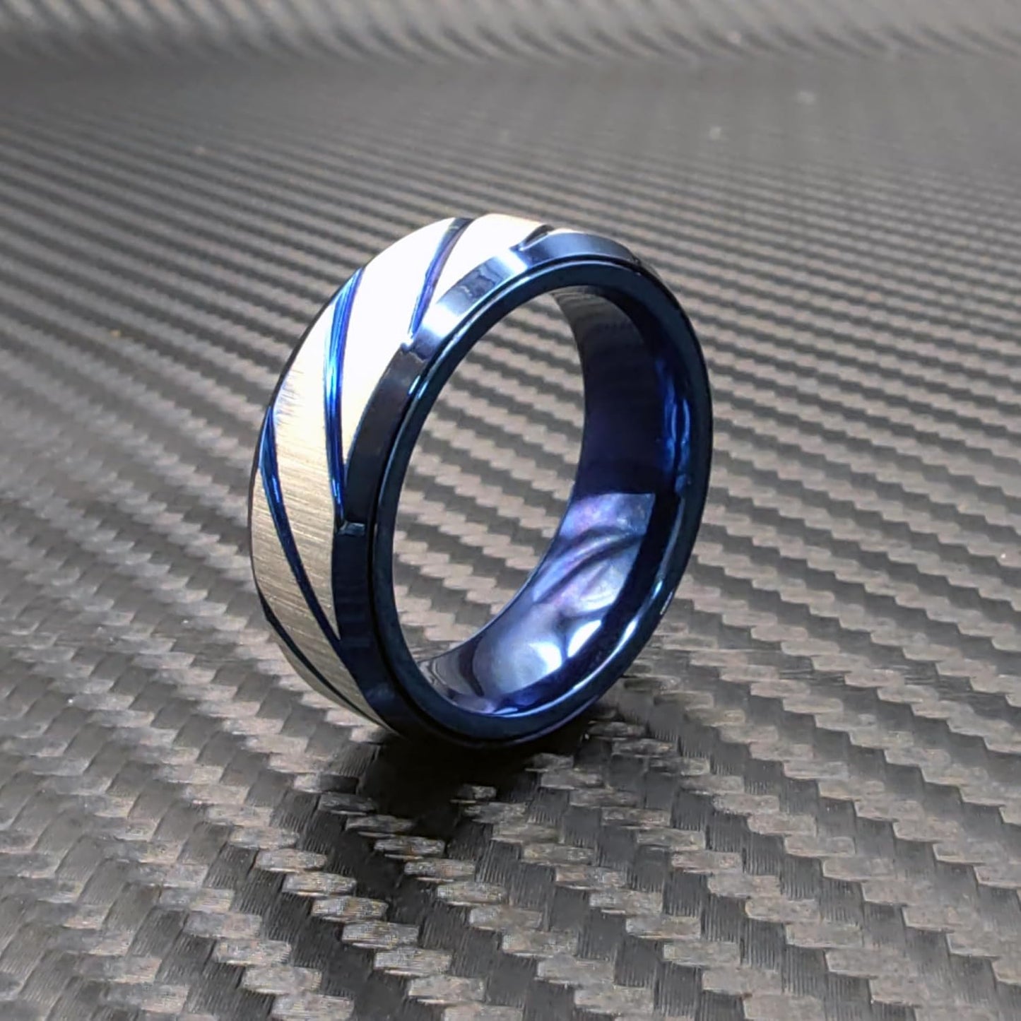 EDC Fidget Slider Fidget Toy Adult Stress Relief Metal Ratchet Ring Jewelry ADHD Recreational Fidget Toy Tactile Coin (Blue, 7)