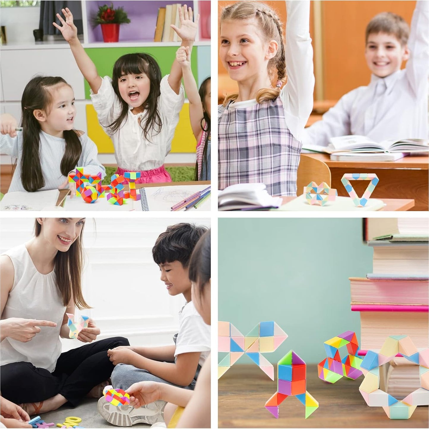 Ganowo 24 Pack Mini Fidget Snake Cube Mini Twist Puzzle Favors Cubes Magic Speed Cubes Toy for Kids Party favors，Goody Bag Fillers, Party Supplies