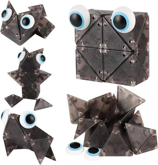 Magnetic Fidget Toys Desk Decor for Stress Relief, 22 Pcs Triangle Puzzle Magnet Fidget Balls Building Blocks for Teens & Adults, Girls, Boys (Black)