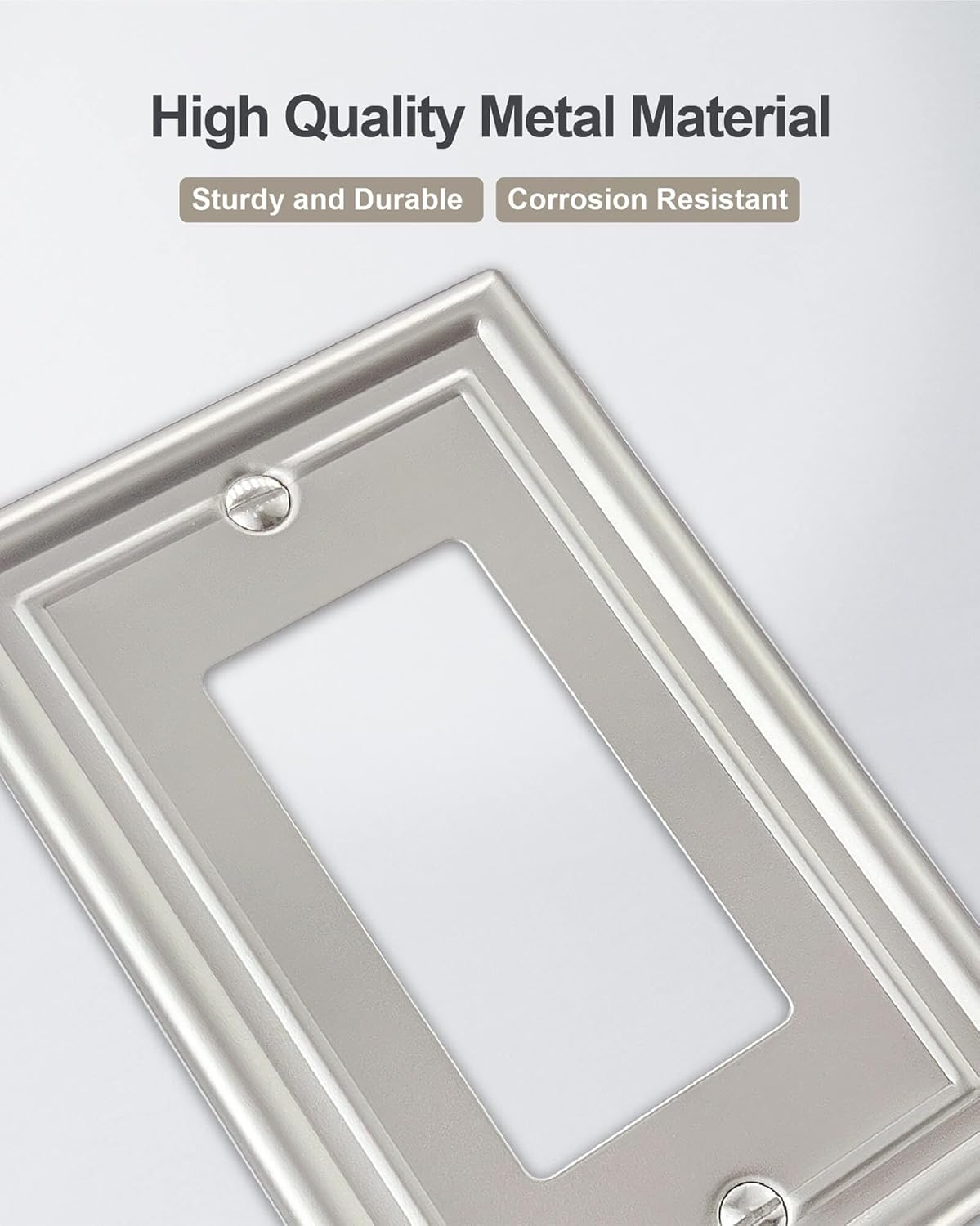 2-Pack Decorator Wall Plate, Satin Nickel Electrical Outlet Cover Plate for Receptacle, Dimmer Switch, GFCI Outlet, 3.15''*4.88'', Midsize, A035 Series