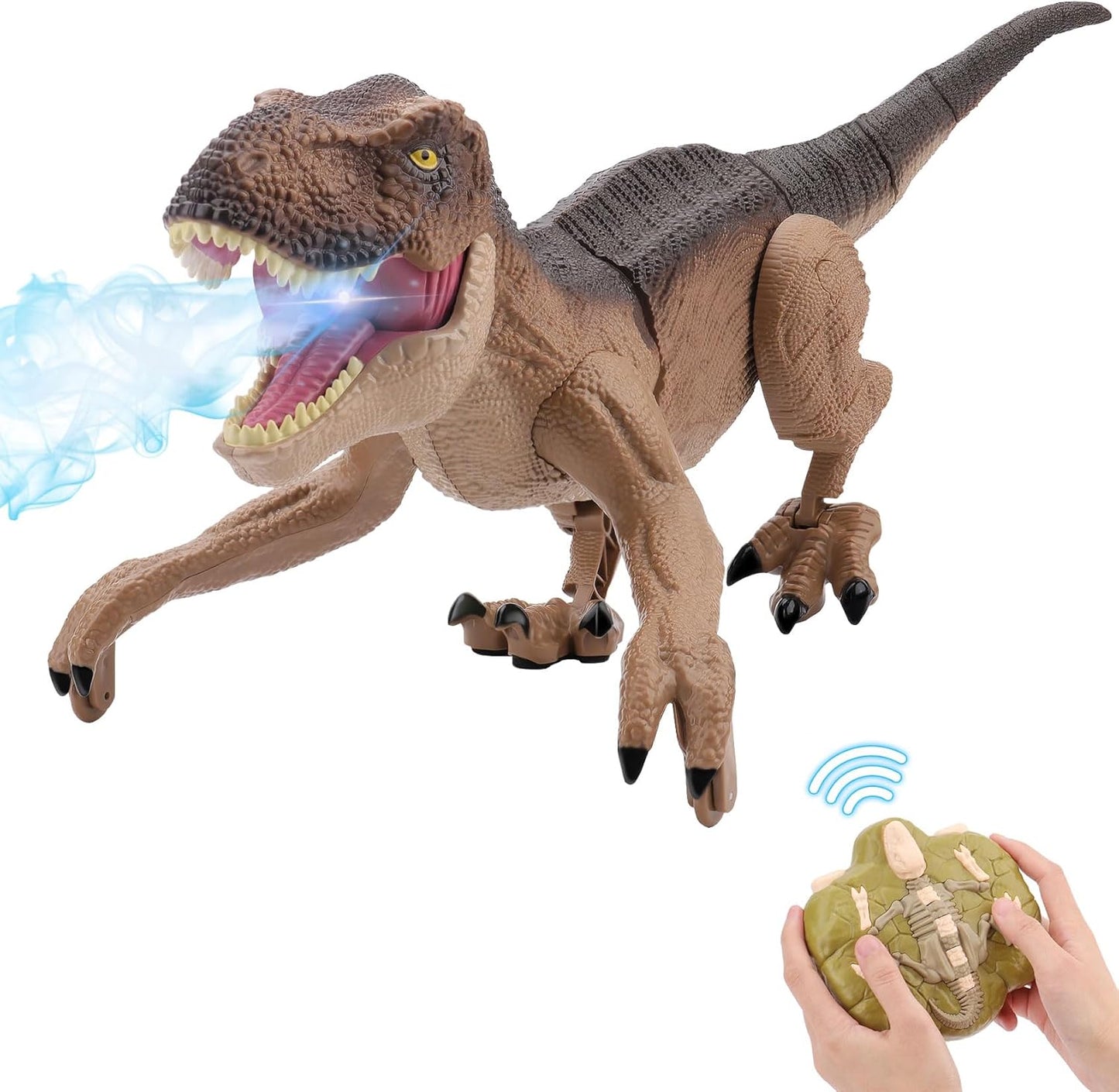 Remote Control Dinosaur Toys for Boys 3 4-7 8-12- RC Realistic Big T-Rex Gifts for Kids, Interactive Dino with Light Roar Spray Touch Sensing