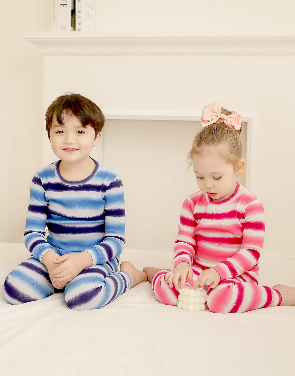 VAENAIT BABY 12M-12Y Toddler Kids Boys Girls 100% Cotton Marbling Tiedye Sung Fit Sleepwear Pajamas 2pcs Pjs Set