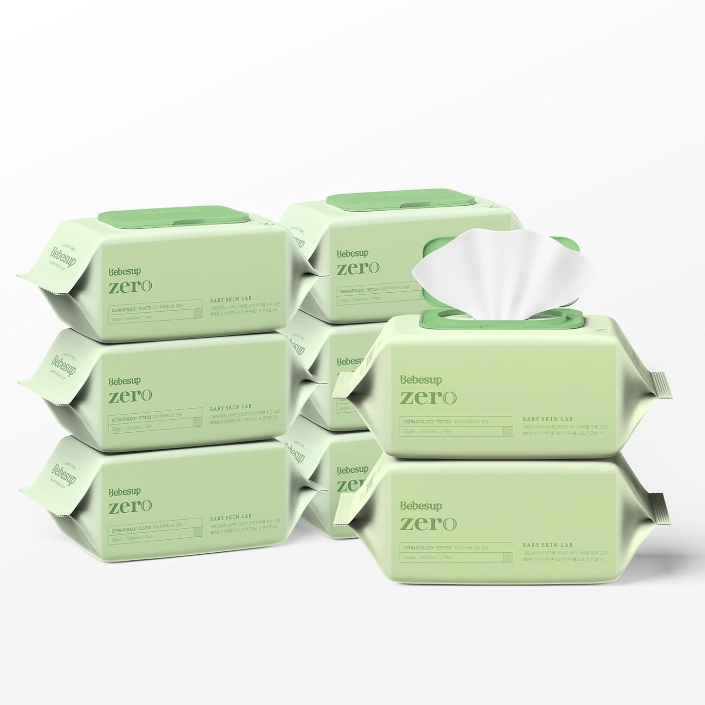 BEBESUP- Korea’s #1 Zero Harsh Chemicals Baby Wipes- Water Based Hypoallergenic Unscented Extra-Thick Organic baby wipes for sensitive skin Zero skin irritants Flip-Top 640 Count (8 Packs)