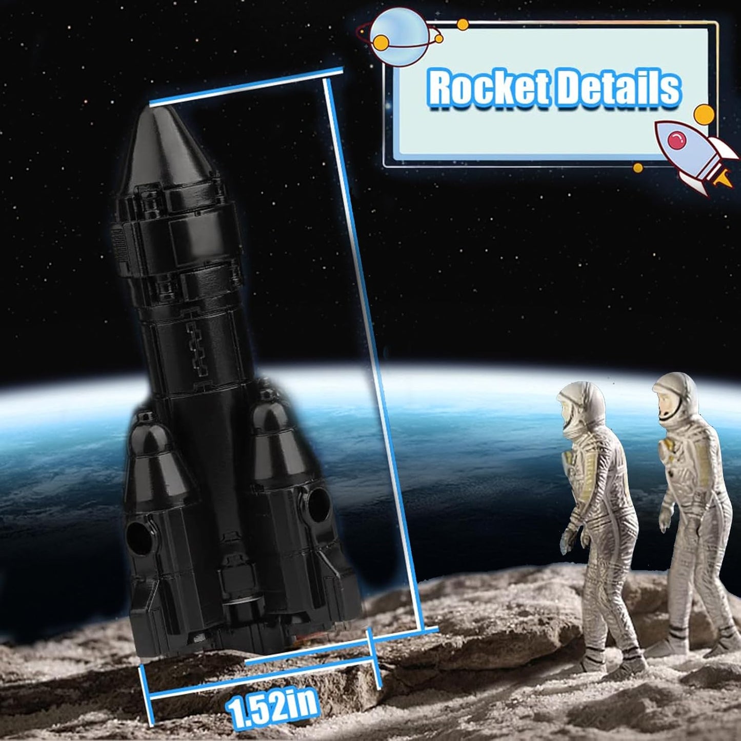 Rocket Fidget Spinner for Kids Adults Metal, Space Ship Miniature Finger Hand Spinner for Boys Age 3-12, Kinetic Desk Toy Spinning Top Desk Toy, EDC Office Stress Relief Gift Prize for Boys Girls