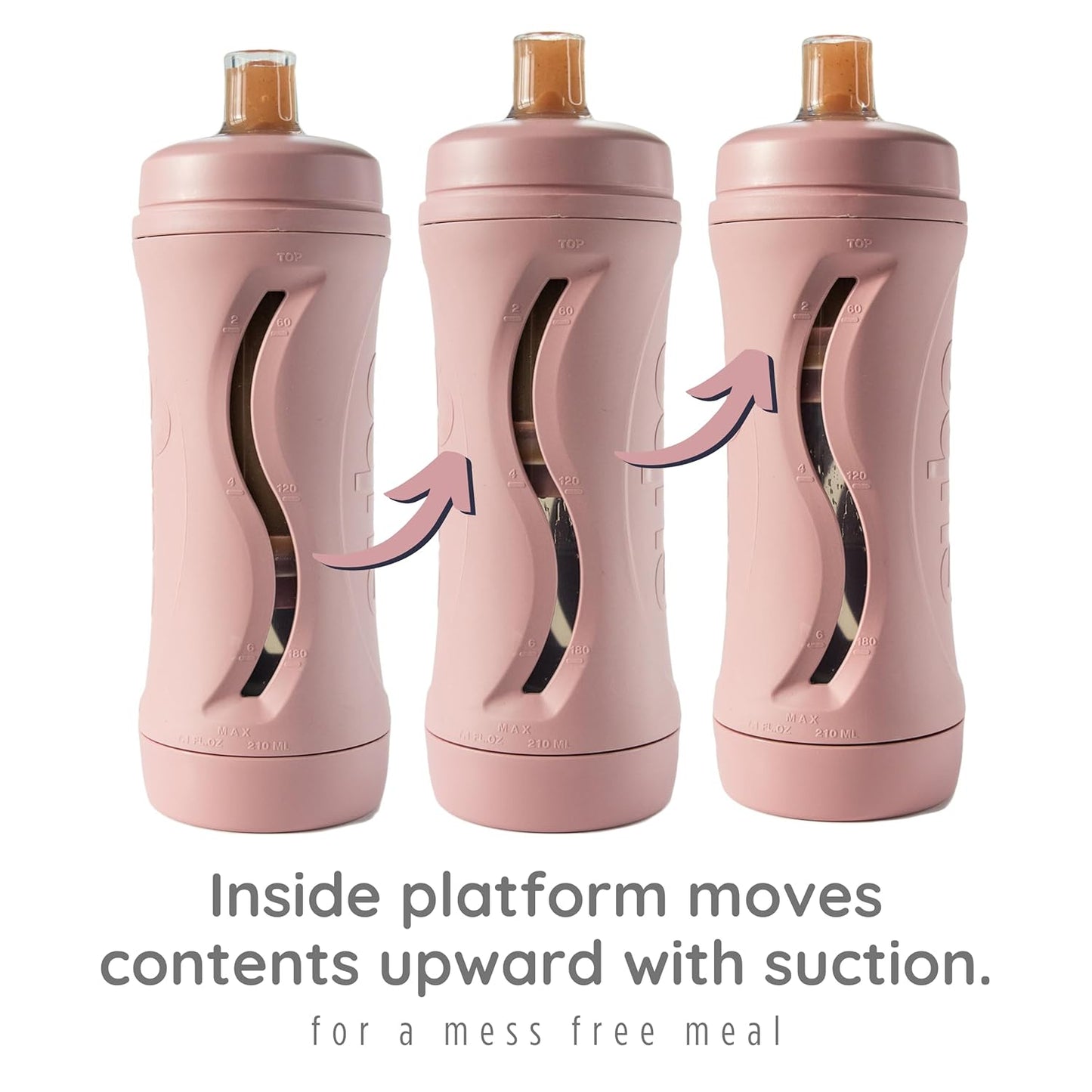 Subo Baby Food Bottle Starter Set | No Mess Baby Toddler Self Feeder | Squeeze Free Design for Purees, Smoothies, Yogurt, Oatmeal, or Thickened Liquids | Reusable Silicone Washable Cup (Rose)