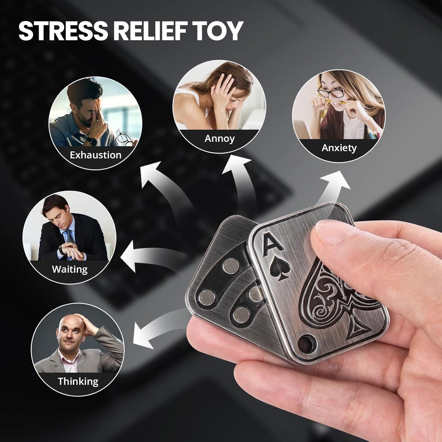 EDCFANS Fidget Sliders, Metal Fidget Toys Adults, Magnet Fidget Toys for Anxiety ADHD, EDC Fidgets Push Poker Card, Stress Relief Desk Toys for Office, Cool Gadgets Gifts for Teens Men