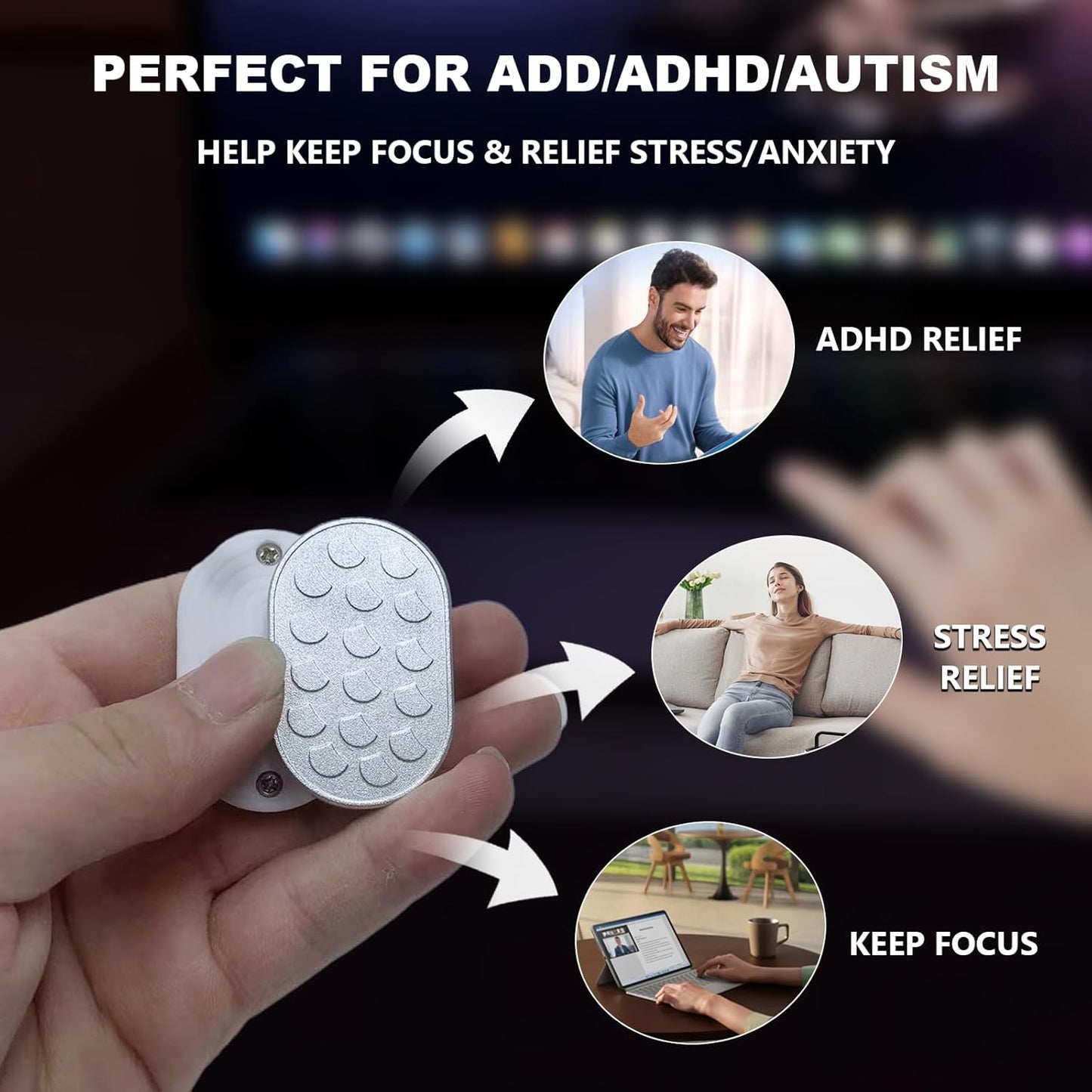 Scales Fidget Slider, Magnetic Metal Trackless Fidget Slider EDC Fidget Toys for Adults, Home/Office Executive Desk Toys for ADHD/ADD/Autism, Ideal Gifts for Him (Silver)