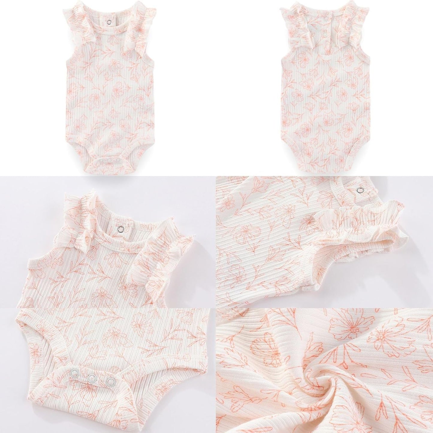 Four Seasons Baby Boy Girl Bodysuits 5-Pack Cotton Comfort Short Sleeve Baby Clothes Soft Infant Outfits