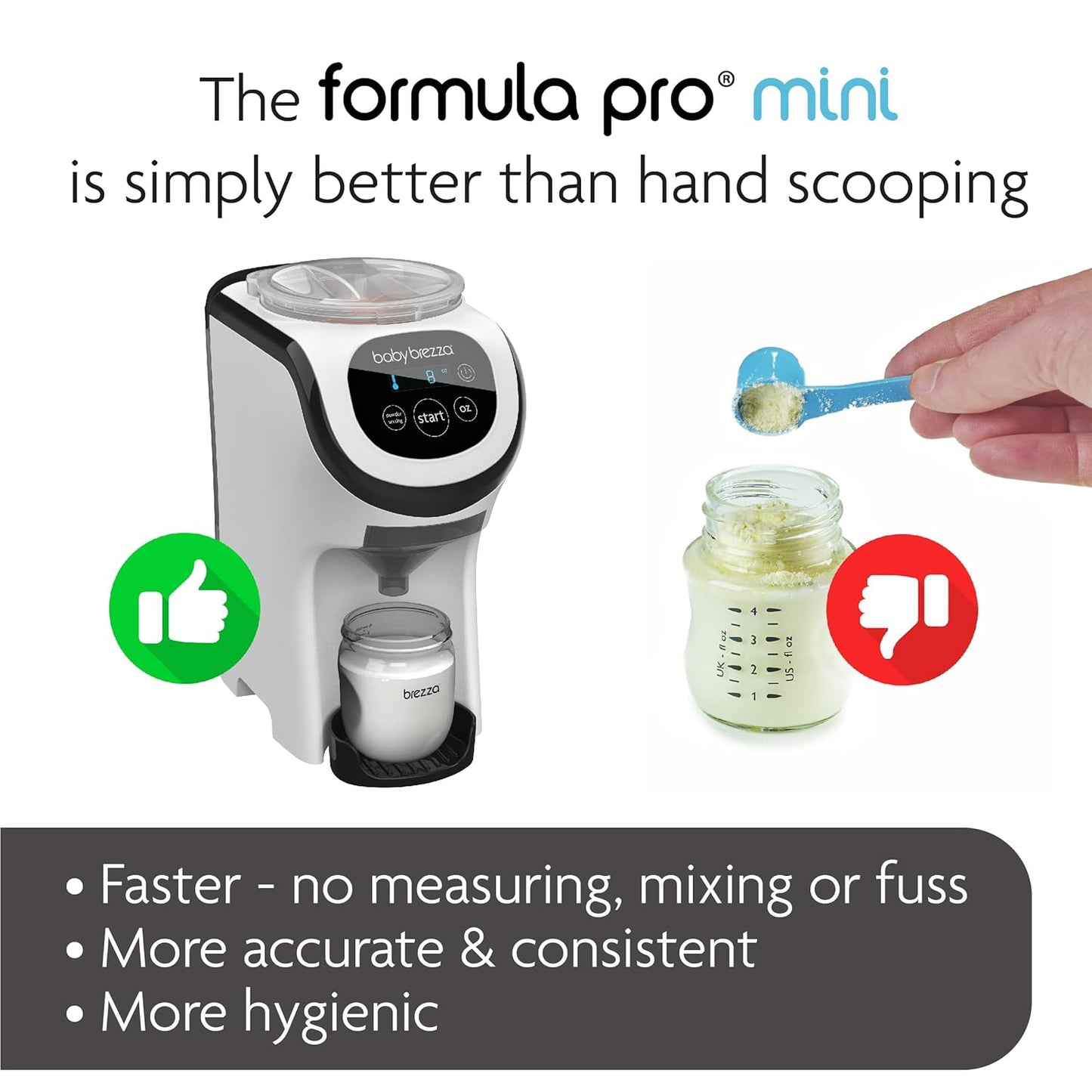 Baby Brezza Formula Pro Mini Baby Formula Mixer Machine Fits Small Spaces and is Portable for Travel– Bottle Makers Makes The Perfect Bottle for Your Infant On The Go, White