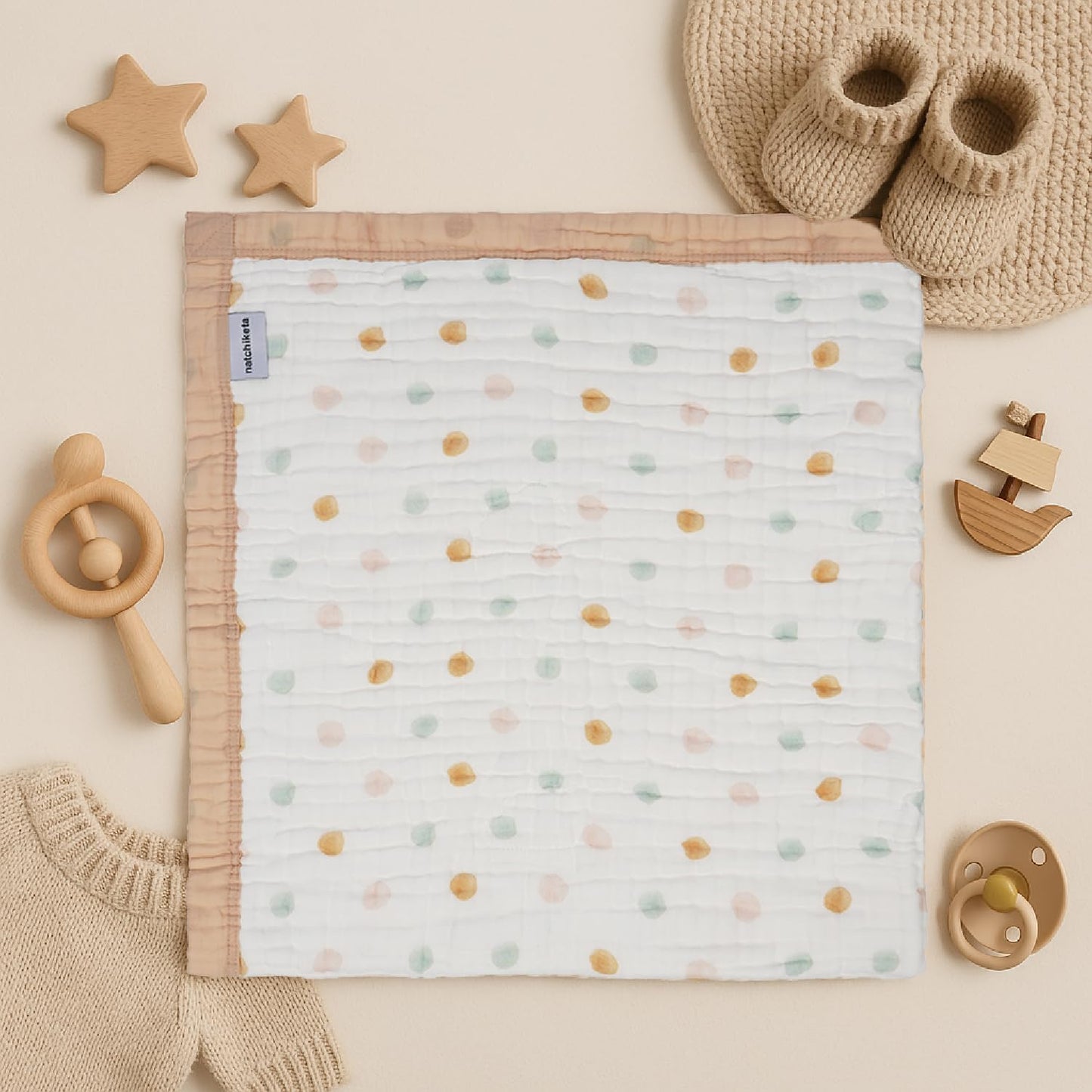 Organic Cotton Muslin Baby Blanket for Boys and Girls - Luxurious Soft Toddler Quilt for Swaddling - Gender Neutral Blankets Makes a Great Neutral Dot