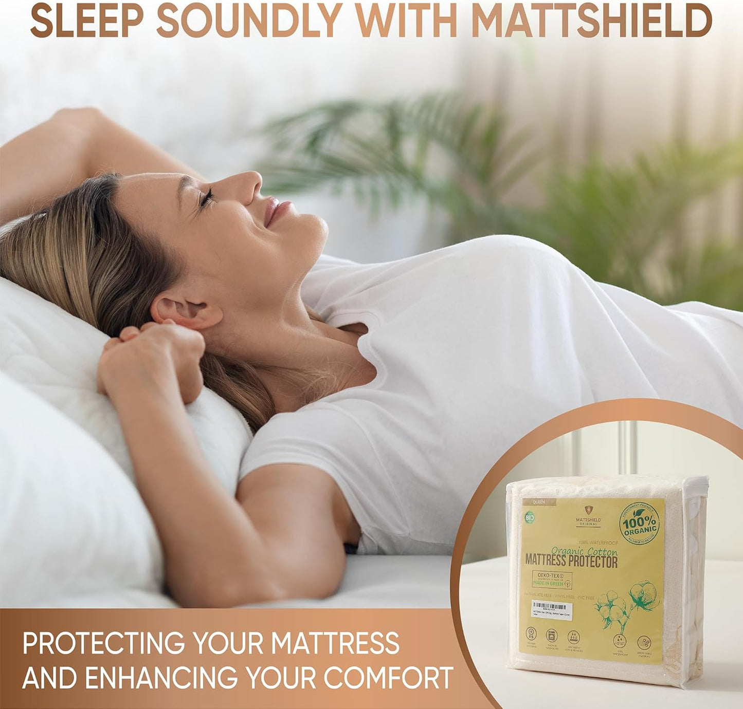 Waterproof Organic Mattress Protector Twin XL - Organic Cotton Breathable Mattress Pad Cover - 200 GSM Comfort - Deep Pocket - Fitted Comfort