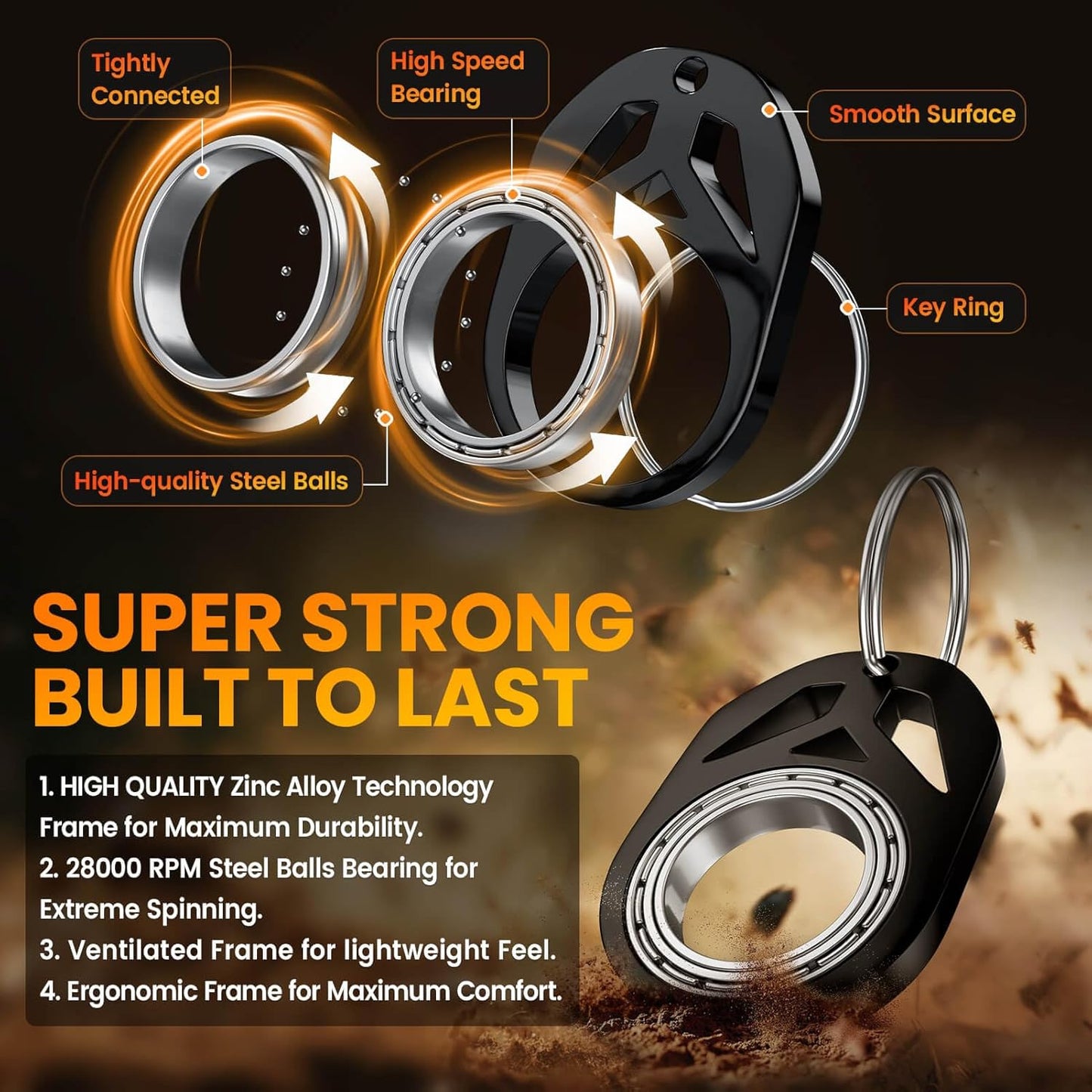 Keychain Spinner, Fidget Keychain, Spinning Keychain Fidget, Fidget Keychain for Adults, Metal Fidget Spinner Keychain Toys for Key