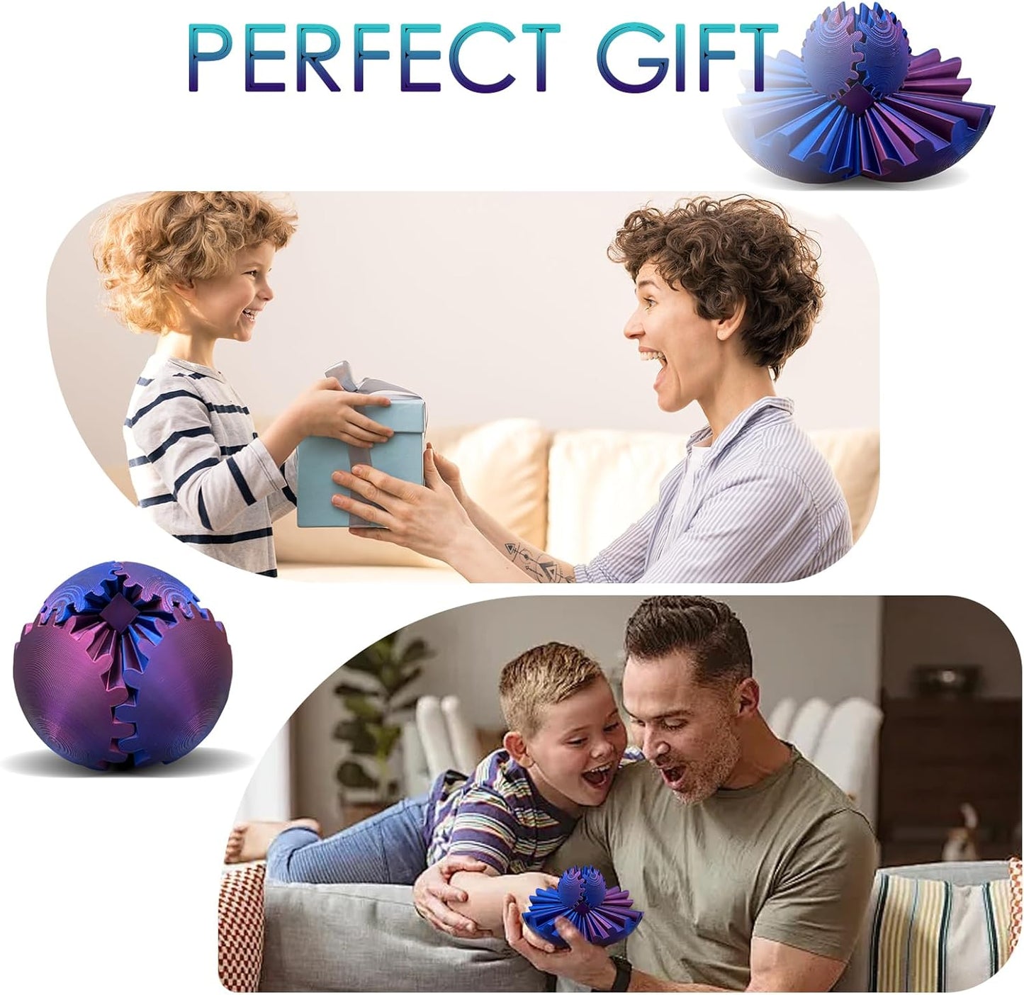 Gear Ball 3D Printed, The Steampunk Whirling Wonder Fidget Ball Toy, Gear Ball 3D Model Cube Fidget Toy, Funny Stress & Anxiety Relaxing Fidget Toy for Adults & Kids (Glow in The Dark Green)