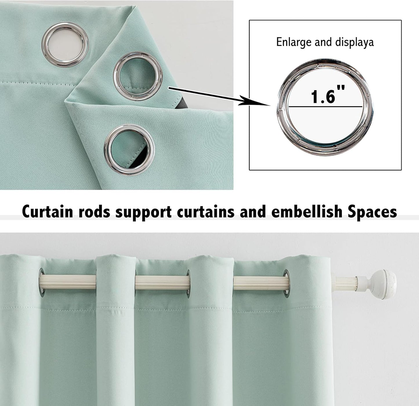 Anytime 100% Blackout Curtain Set, Thermal Insulated & Energy Efficiency Window Draperies for Guest Room, Full Shading Panels for Shift Worker and Light Sleepers（Light Blue, 2 Panels, 52W x 80L）