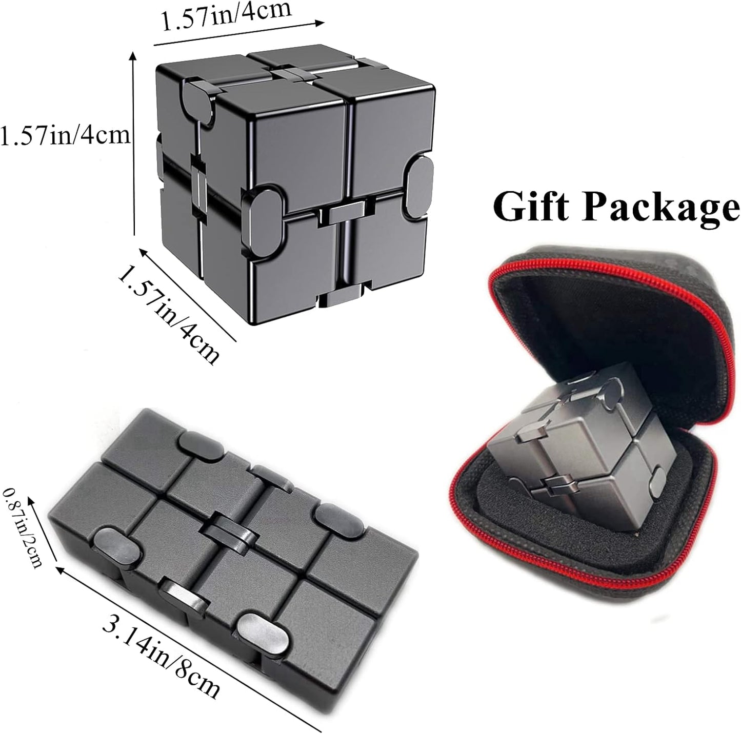 Infinity Cube Fidget Toys Anxiety Stress Relief Toys for Men Aluminum Alloy Material (Gray)