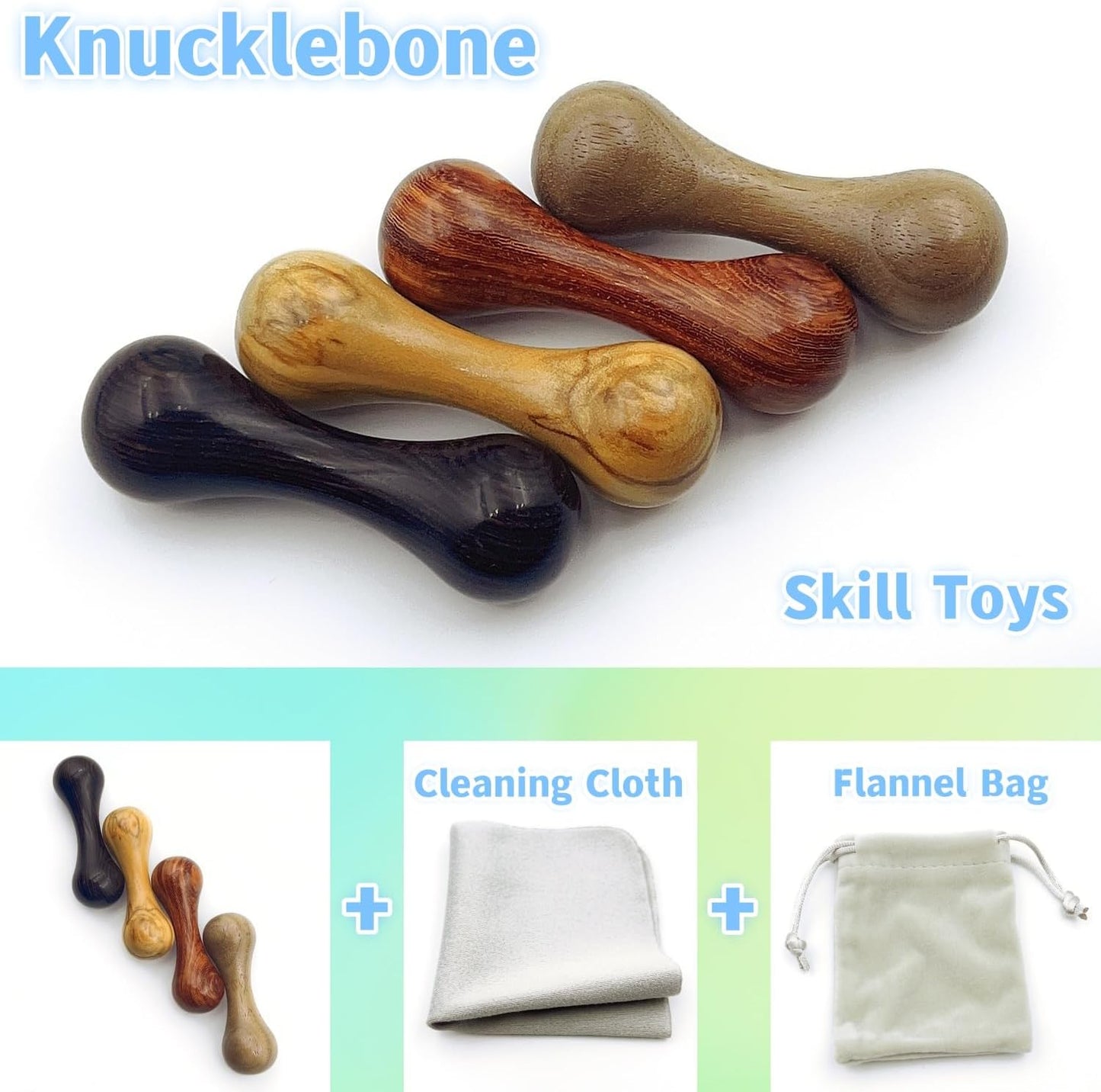 Knucklebone Wooden Bone Toys, Finger Skill Toys, Portable EDC Desktop Fidget Toys, Leisure Toys Suitable for Many Scenes (Olive Wood)