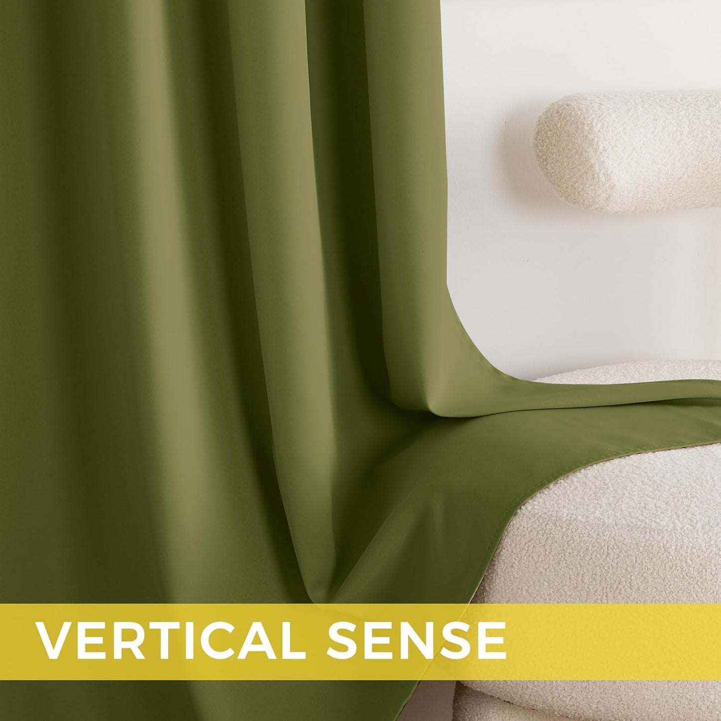 NICETOWN Olive Green Curtains for Living Room 84 inches Long 2 Panels, Thermal Grommet Curtains for Living Room, Noise Reducing Privacy Window Treatment Shades for Nursery, Laundry Patio, W52