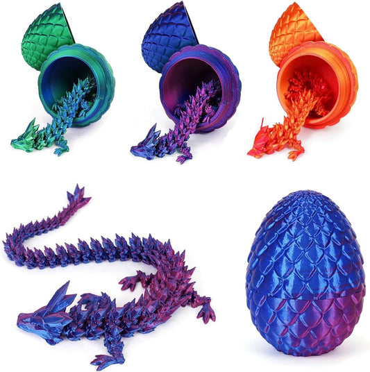 3D Printed Dragon Eggs with Dragon Inside - Mystery Dragon Egg Fidget Toy, 3D Dragon Eggs with Dragon Inside Fidget, 3D Printed Dragon Egg Fidget for ADHD/Autism, Laser Violet