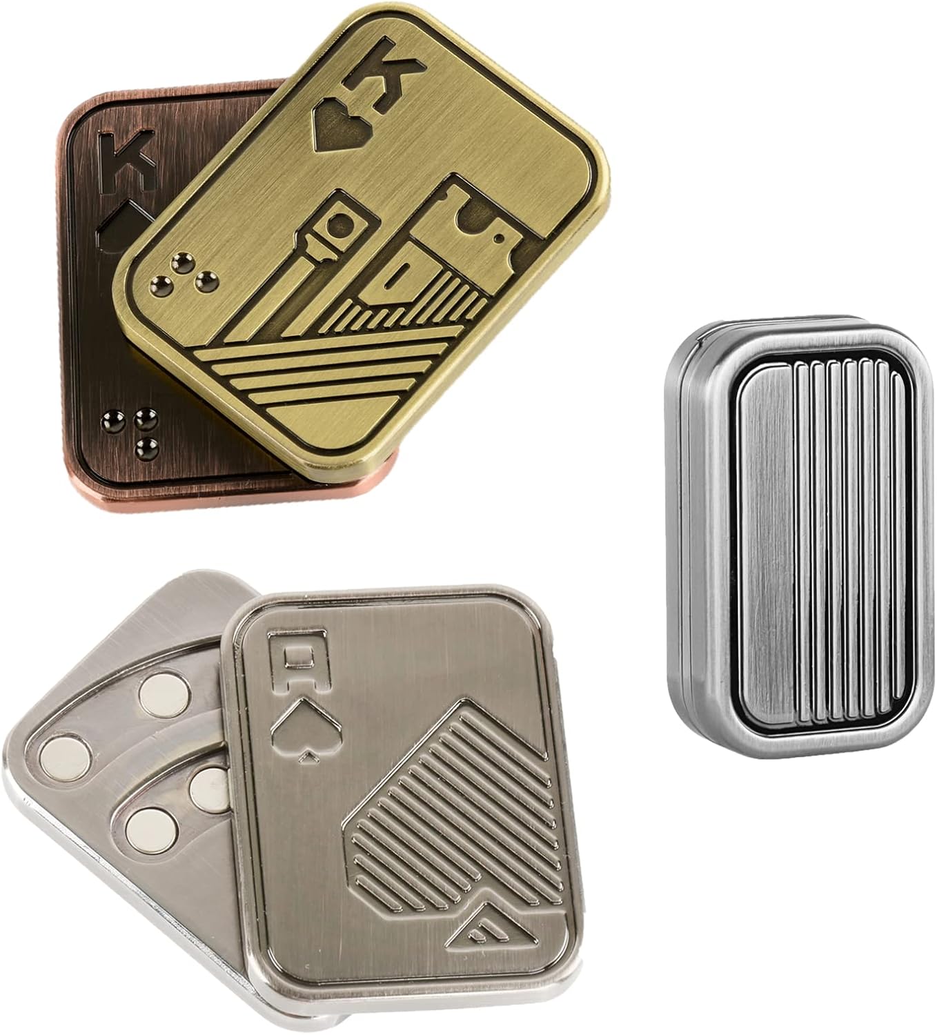 3 Pack Fidget Toys Adults Magnetic Fidget Slider Metal Fidget Toys Magnetic Fidget Slider Toys EDC Fidget Toys for Adults Anxiety Stress Relief Office Desk Toys(Poker Fidget Slider K+A+CP3)