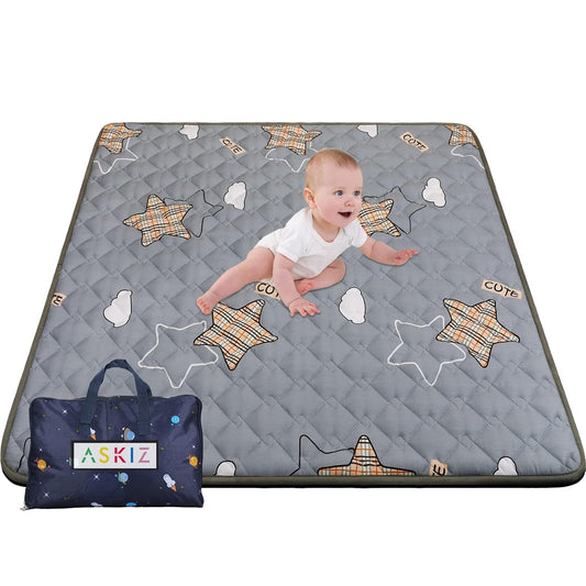 Baby Play Mats for Floor, Thick 50x50 Inch Crawling Mat for Playpen,Foam Playmats for Babies and Toddlers Infants, Foldable and Machine Washable(Grey)