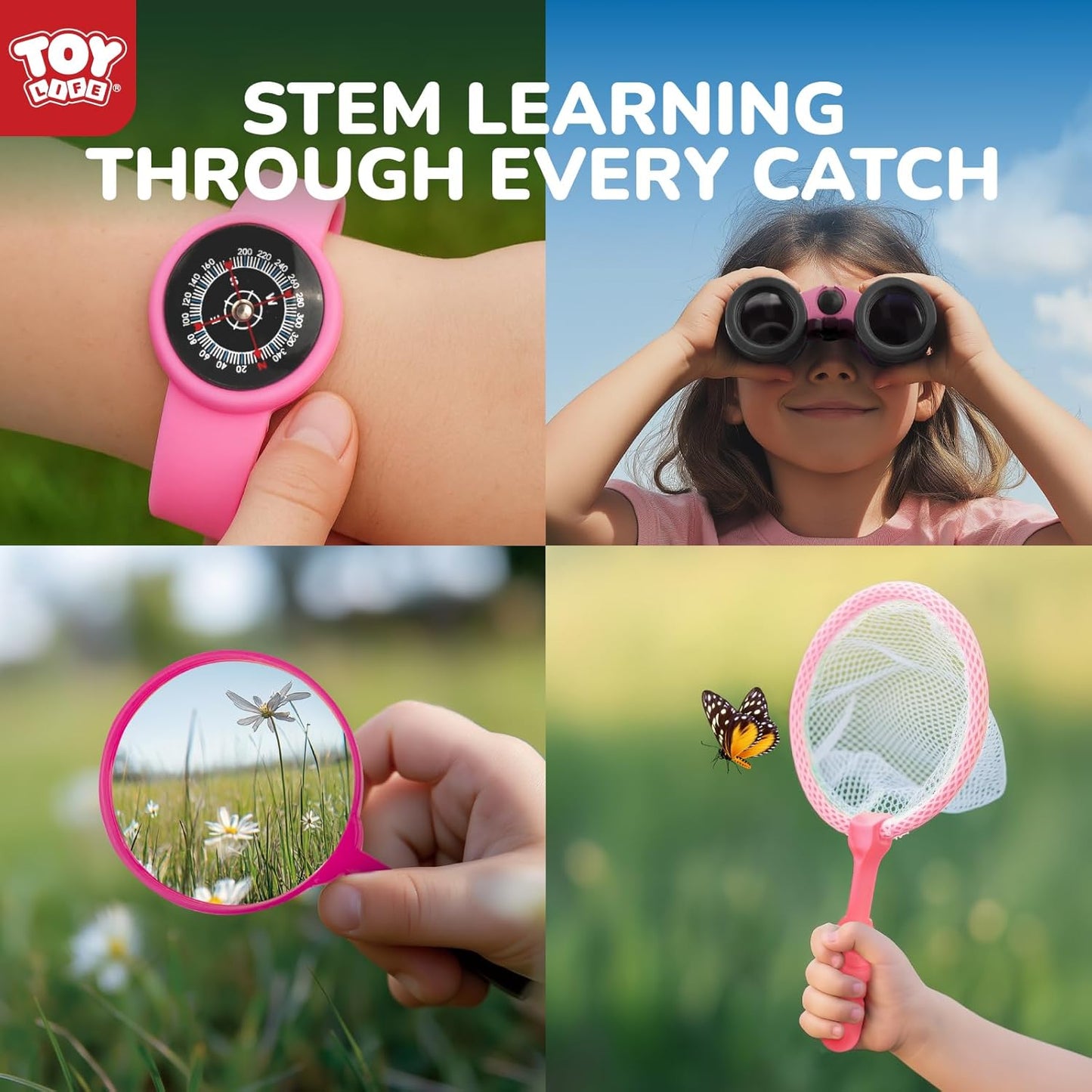 TOY Life Kids Explorer Kit with Bug Catcher for Kids, Bug Catching Kit with Bug Toys, Kid Safari Vest & Hat, Compass, Binoculars, Magnifying Glass, Educational Outdoor Toys Kid Adventure Kit