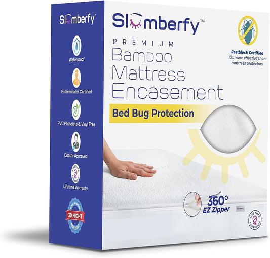 Cal King Size Waterproof Bamboo Mattress Encasement by Slumberfy - Premium Skin-Safe Mattress Protector with 360° EZ Zipper, Lab-Tested Bed Bug, Zippered Encasement (72x84 in)