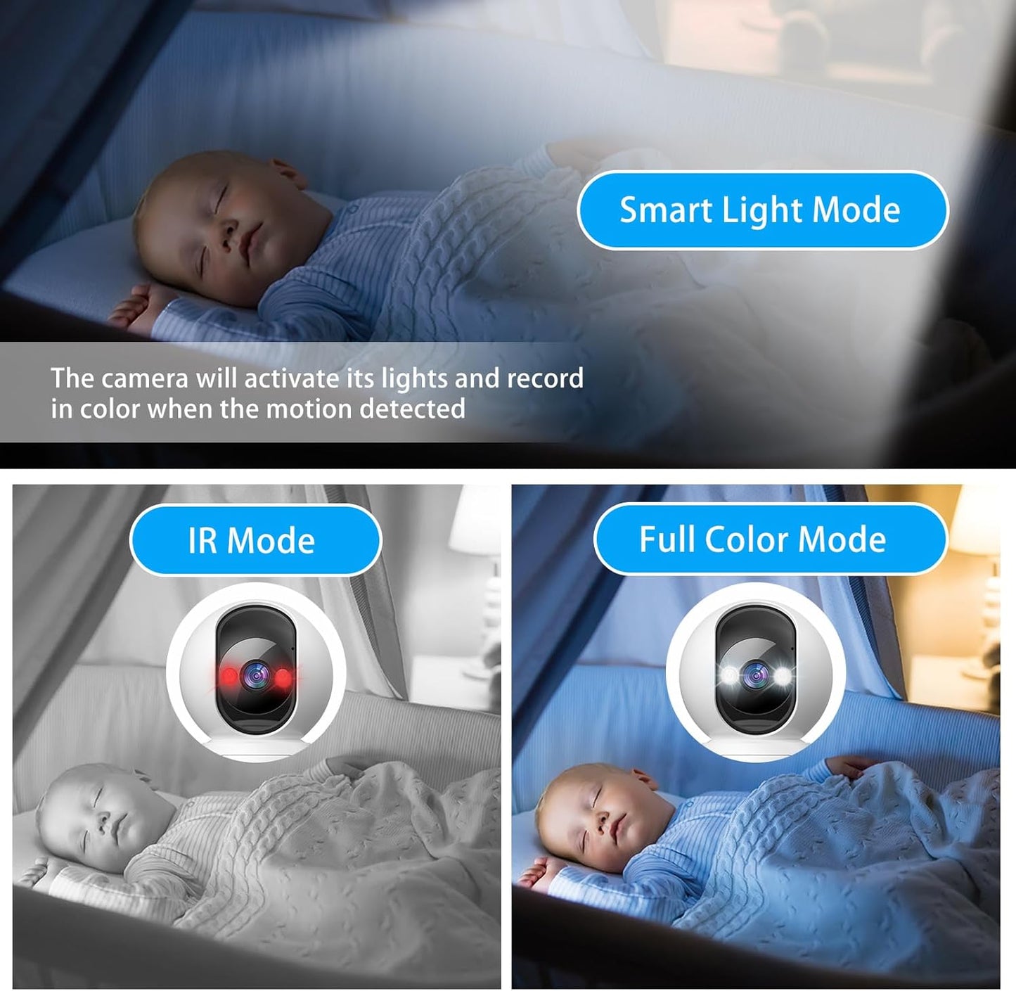 Indoor Security Camera, 5G WiFi Pan/Tilt Home Cameras for Baby Monitor/Pet/Elder/Kids/Bedroom, Auto-Focus and Zoom, Motion Tracking, 2-Way Audio, Siren, 3 Night Vision, Cloud & SD Card Storage