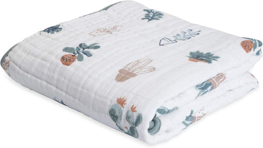 Little Unicorn Original Premium Cotton Quilt | Multi-Layered & Extra-Soft Muslin Fabric |for Babies & Toddlers (Prickle Pots)