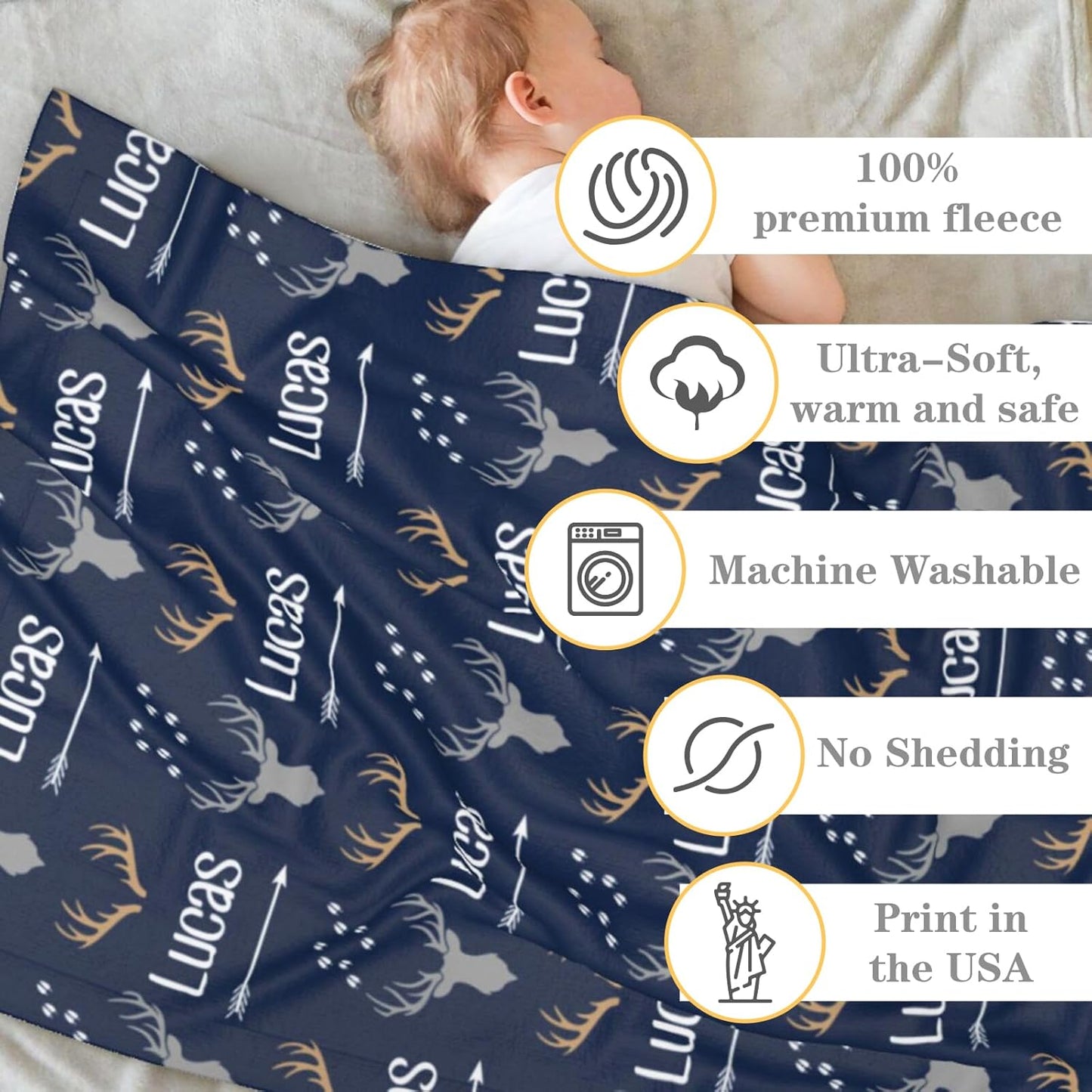 Personalized Baby Blanket with Name, Custom Baby Blanket for Boys or Girls, Soft Flannel Throw for Newborns & Kids