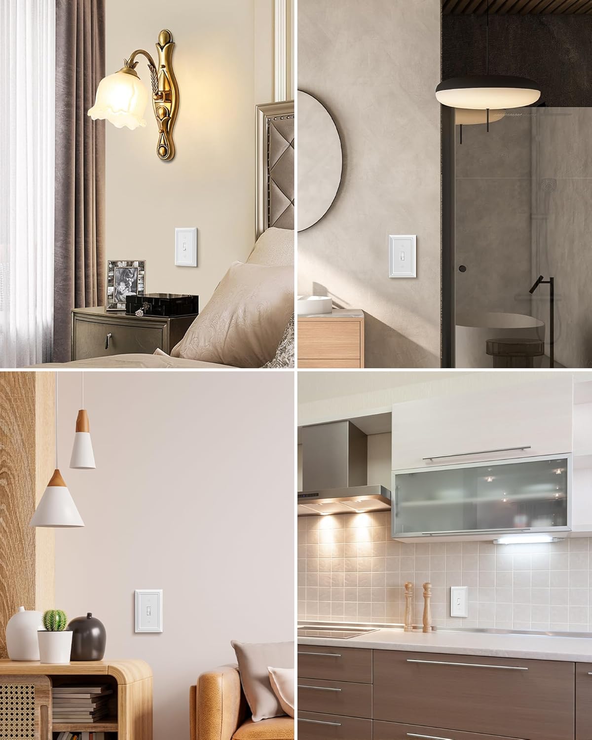 DEWENWILS Single Toggle Wall Plates, White Metal Light Switch Cover Plates, 4.92" x 3.14" Outlet Wall Plates, Switch Plate Covers for Home Decor, 2 Pack