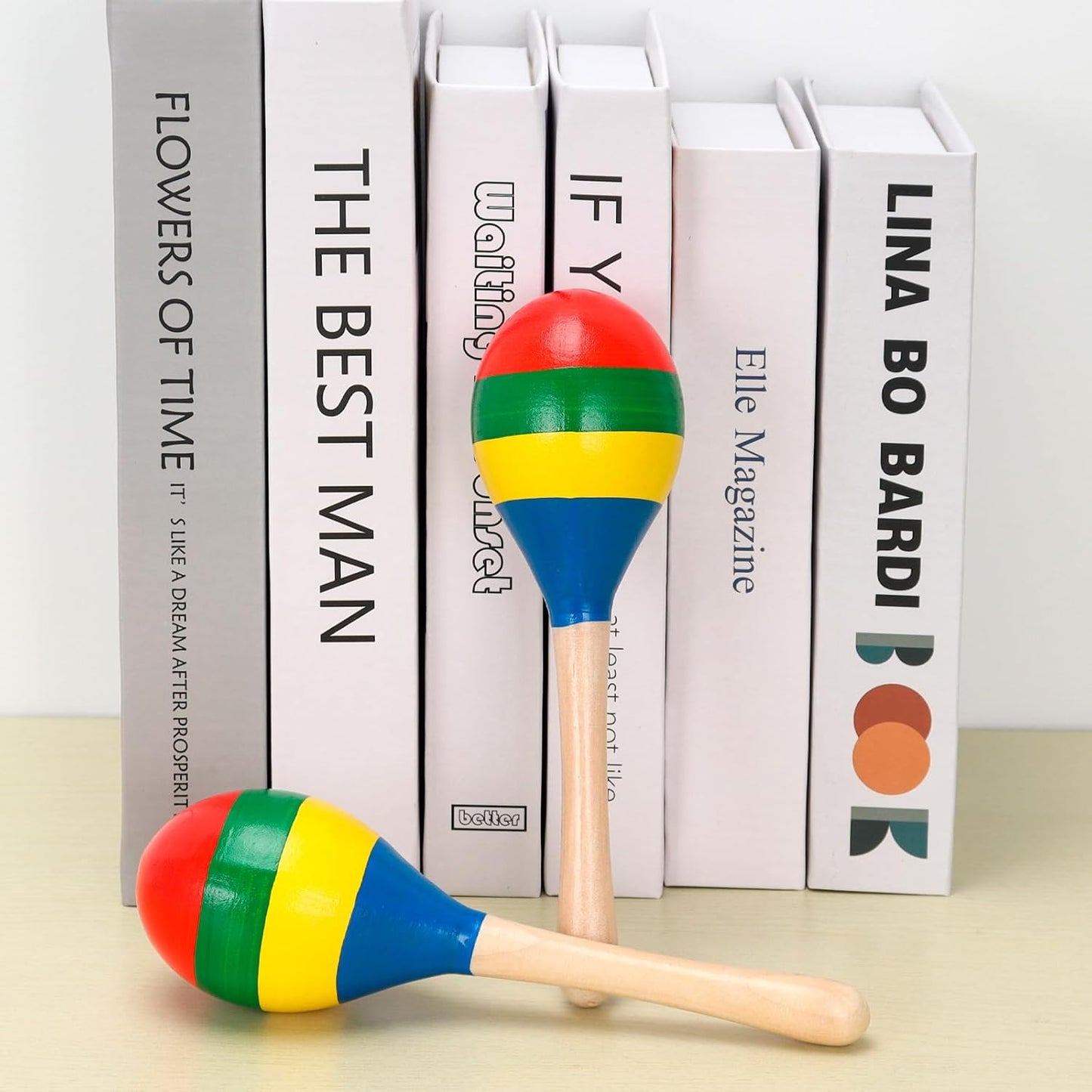 2 Pcs Maracas, Hand Percussion Rattles for Kids, Wooden Rumba Shaker Hand Musical Instruments with Clear Rhythm for Kids Adults Playing (Colorful)